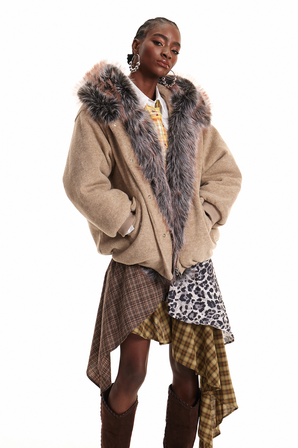 Endang Faux Fur Wool Jacket