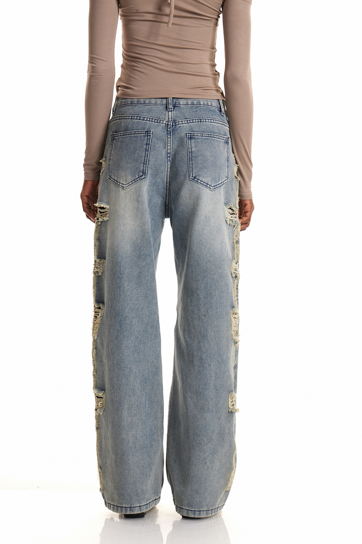 Endelienta Ripped Fringe Jeans