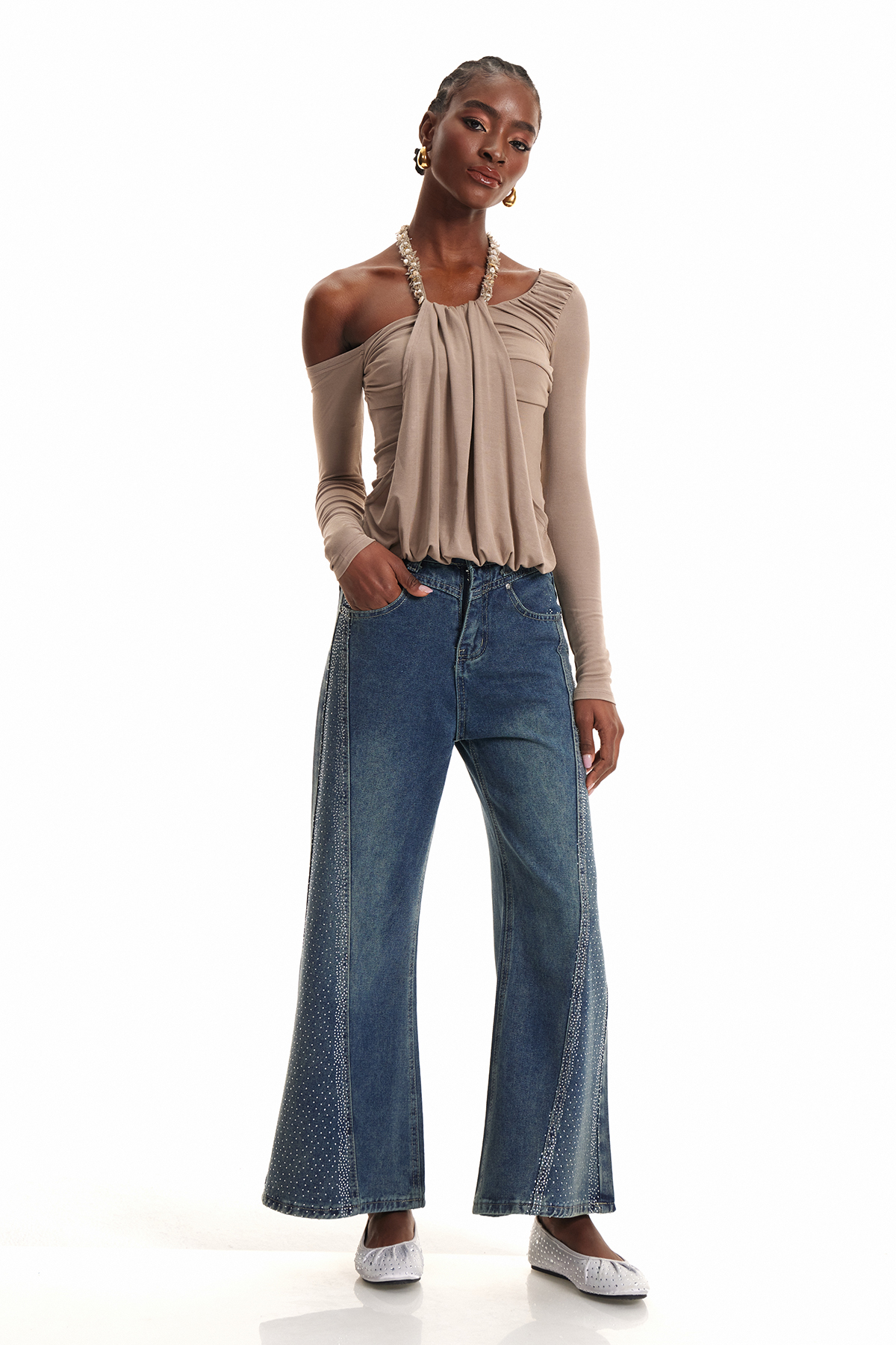 Endika Rhinestone Bootcut Jeans