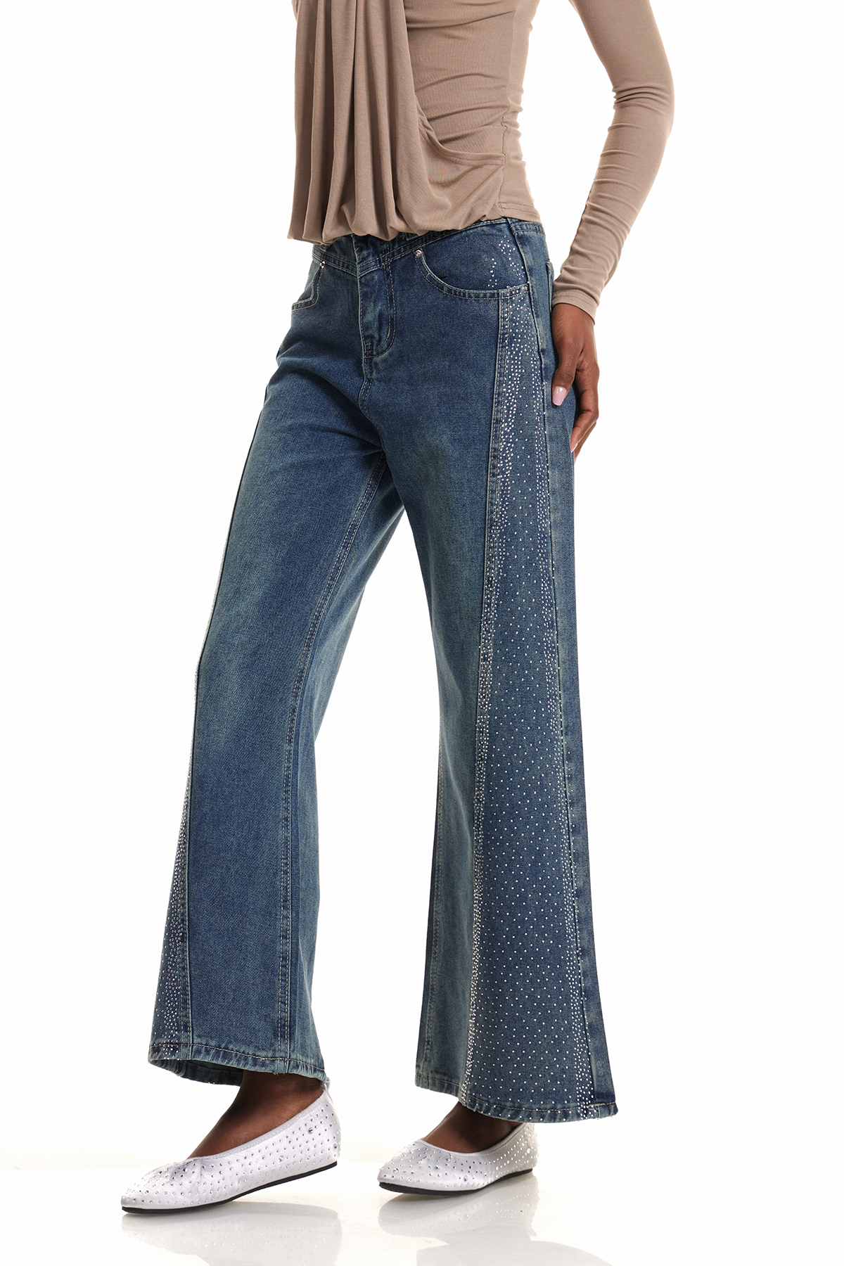 Endika Rhinestone Bootcut Jeans