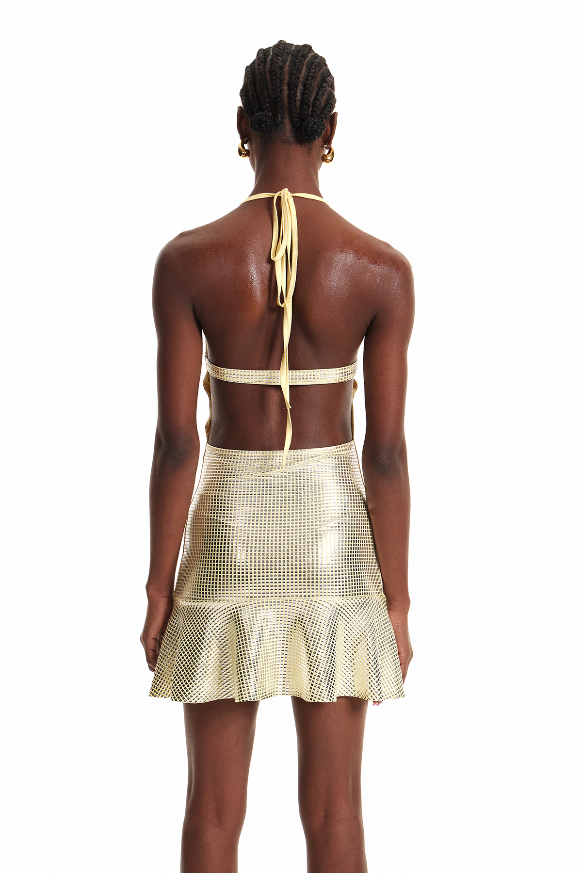 Endla Rhinestone Plunge Mini Dress