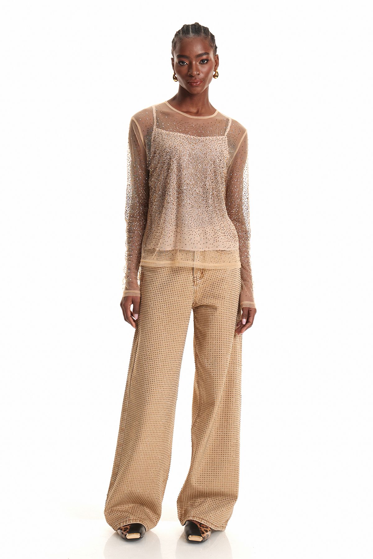 Enea Rhinestone Mesh Top