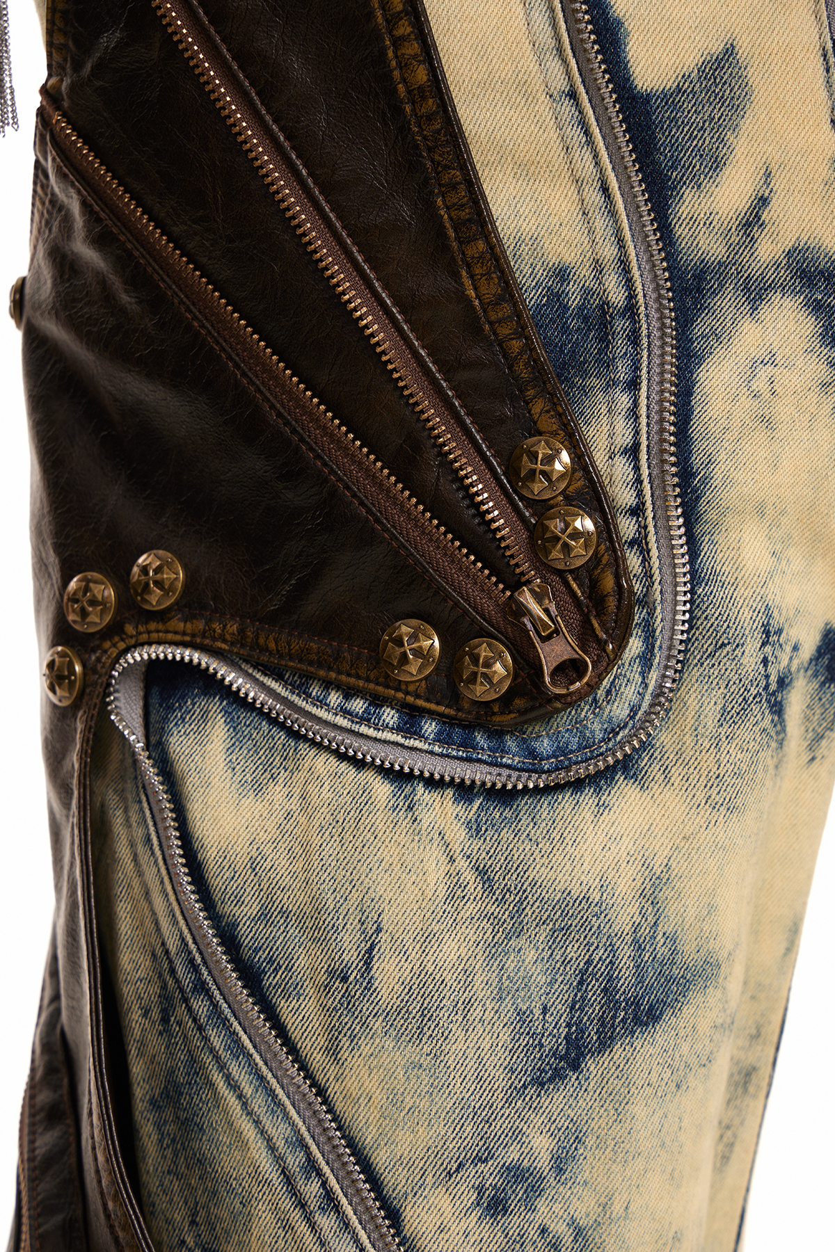 Enes Deconstruct Leather Jeans