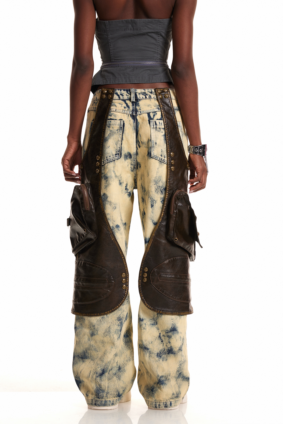 Enes Deconstruct Leather Jeans