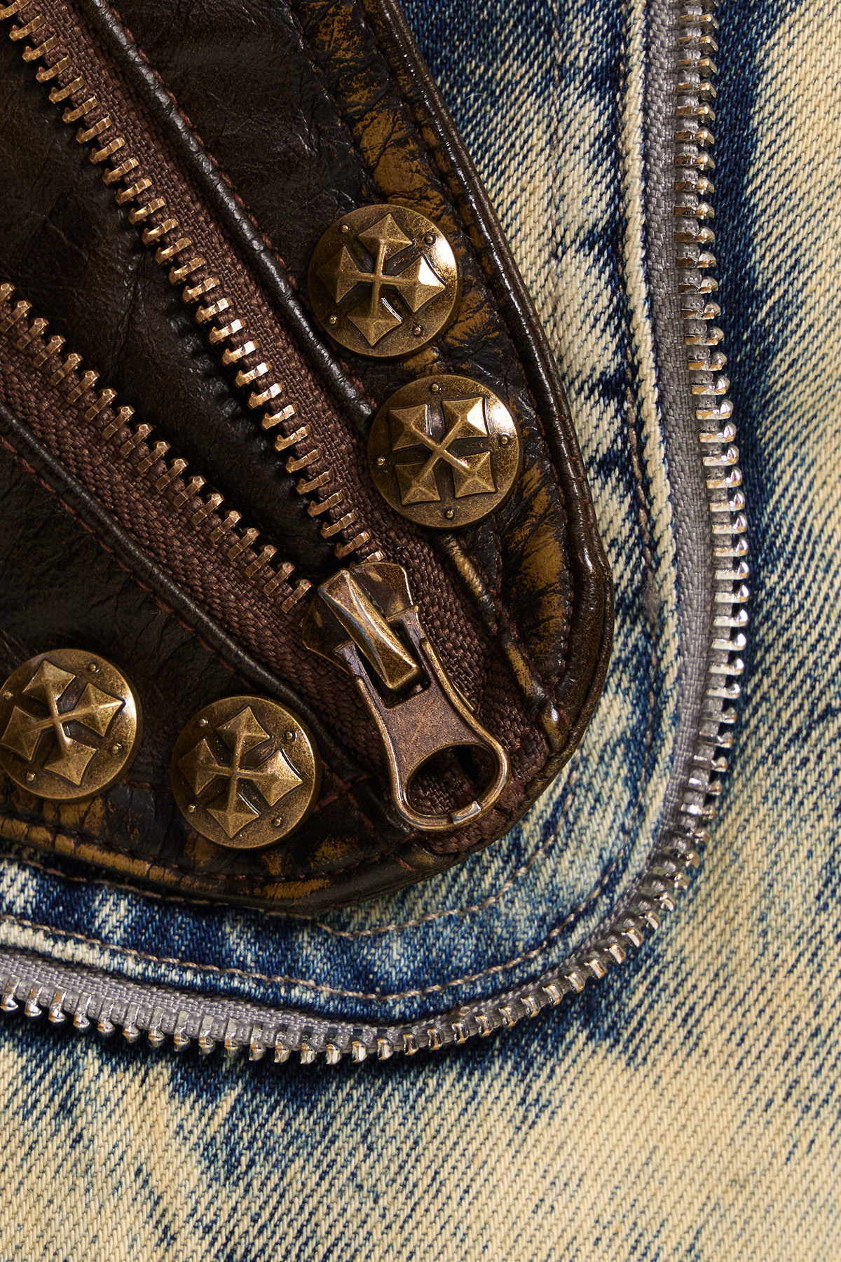 Enes Deconstruct Leather Jeans