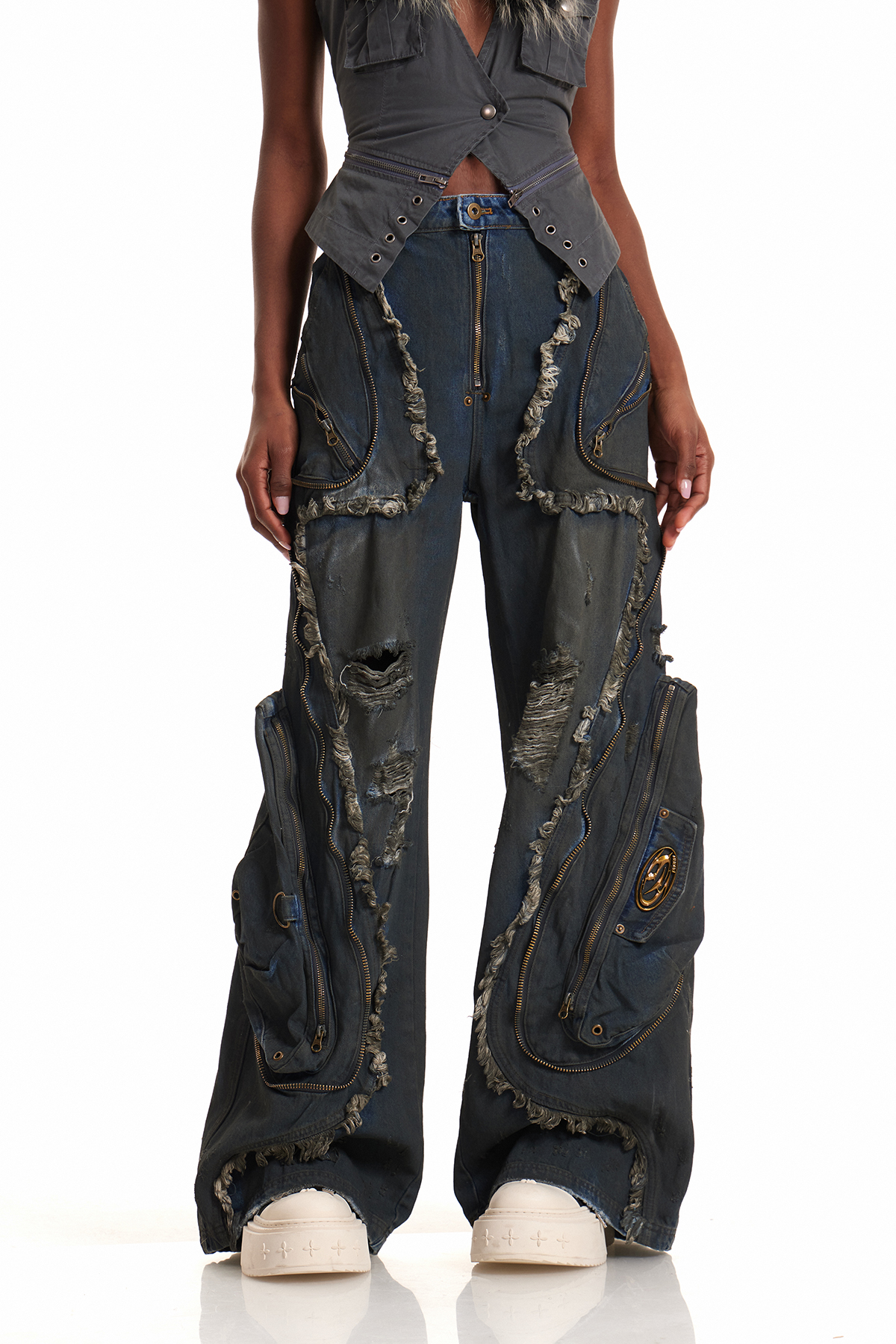 Enfys Deconstruct Ripped Cargo Jeans