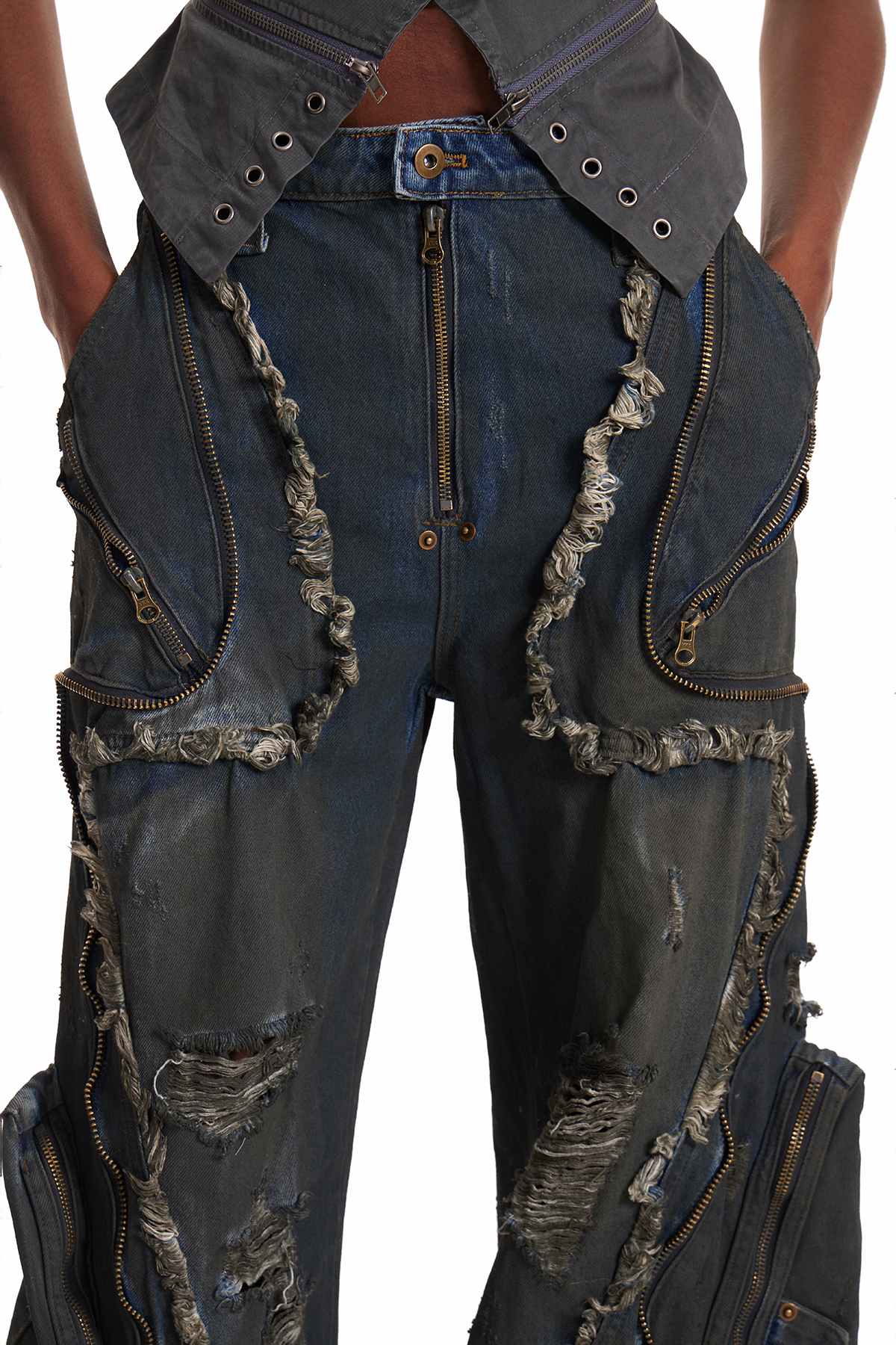 Enfys Deconstruct Ripped Cargo Jeans