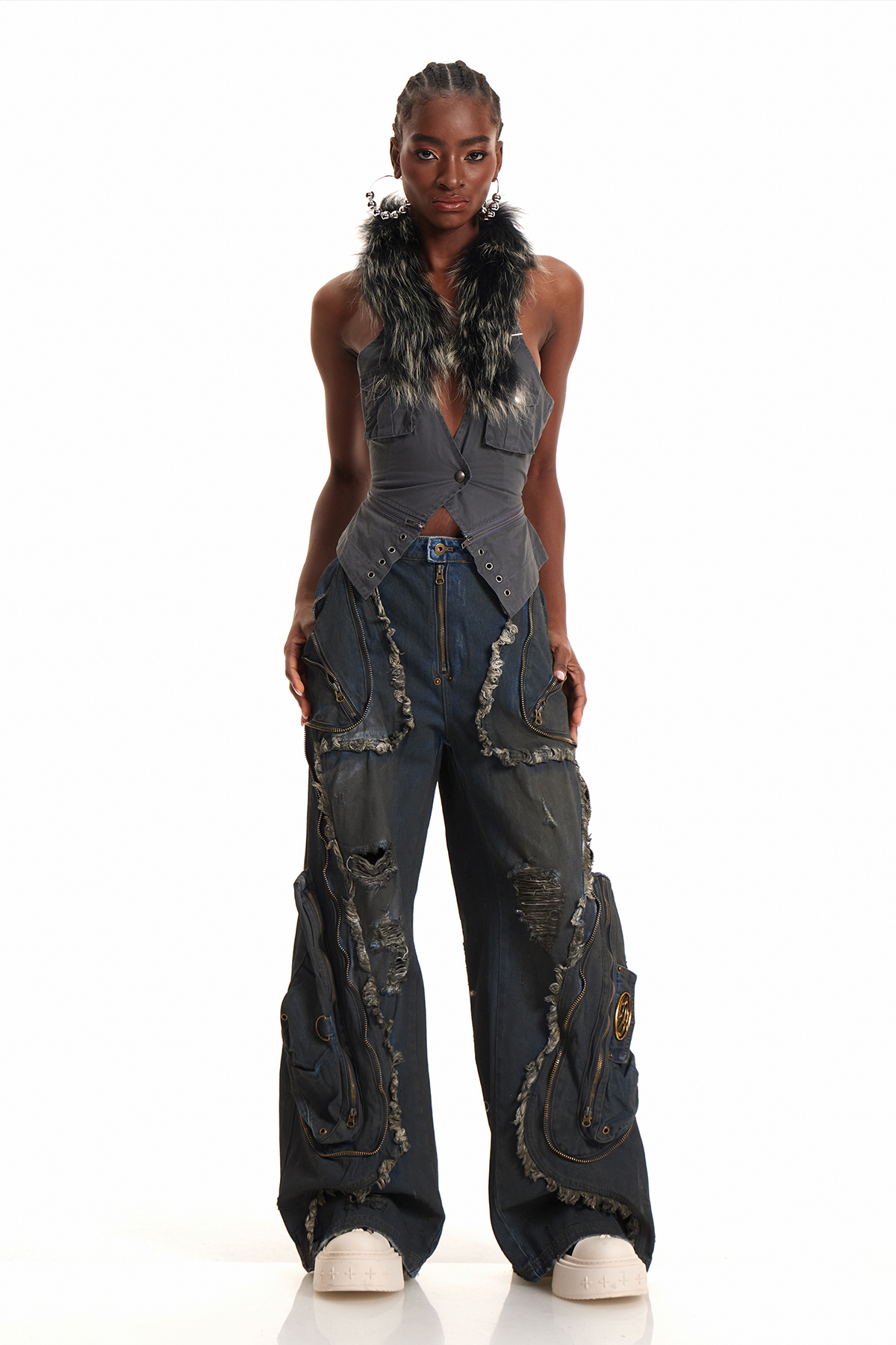 Enfys Deconstruct Ripped Cargo Jeans