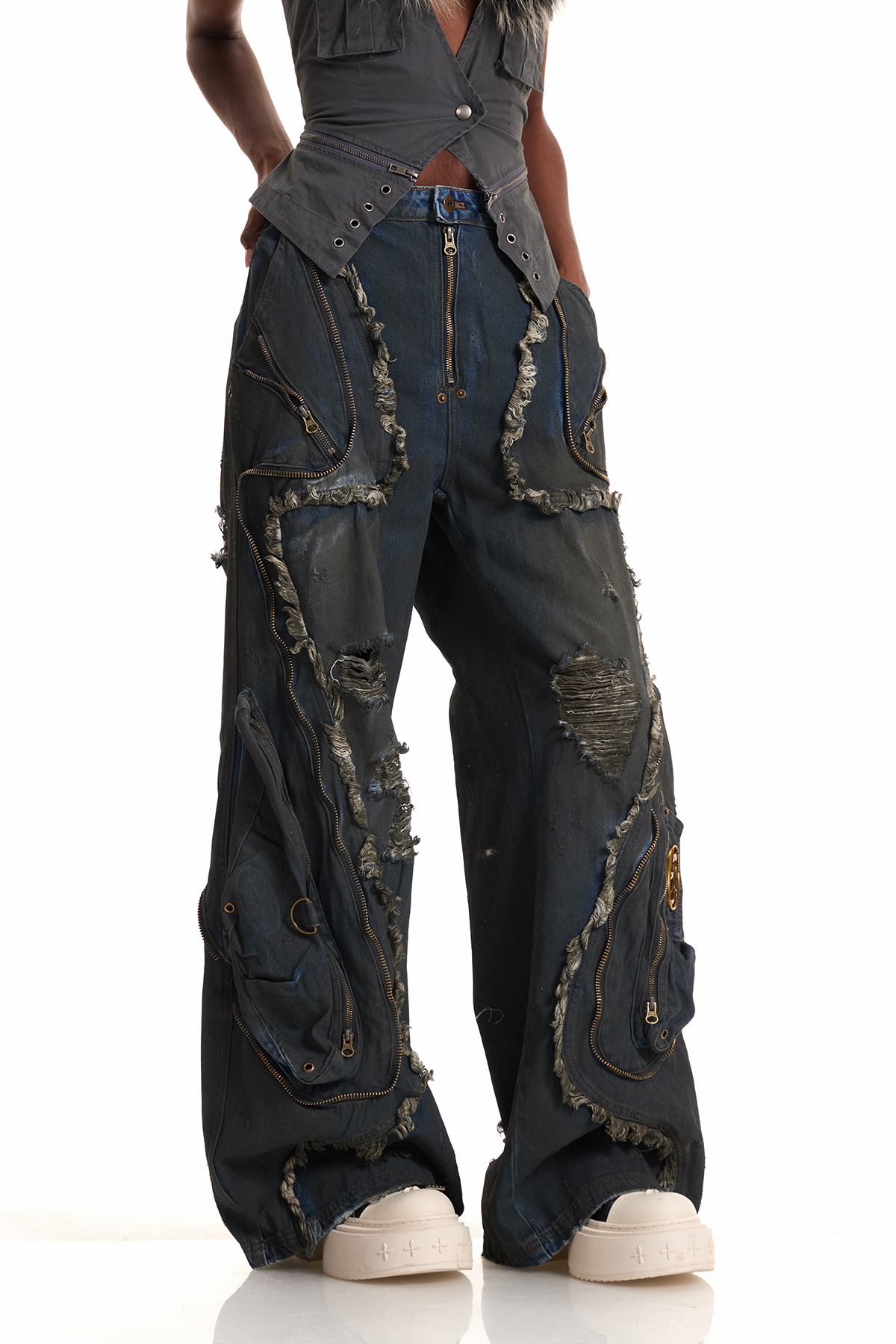 Enfys Deconstruct Ripped Cargo Jeans