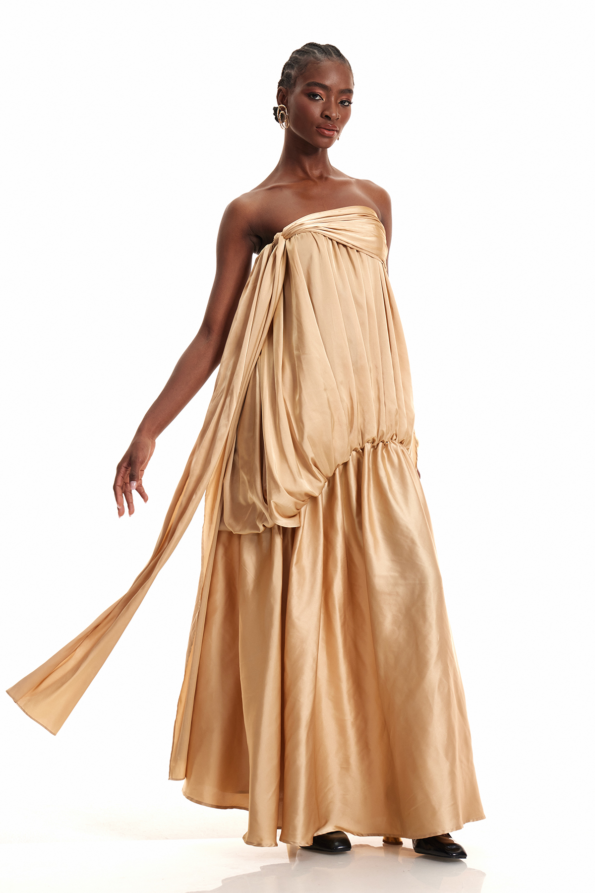 Engel Fringe Draped Maxi Dress