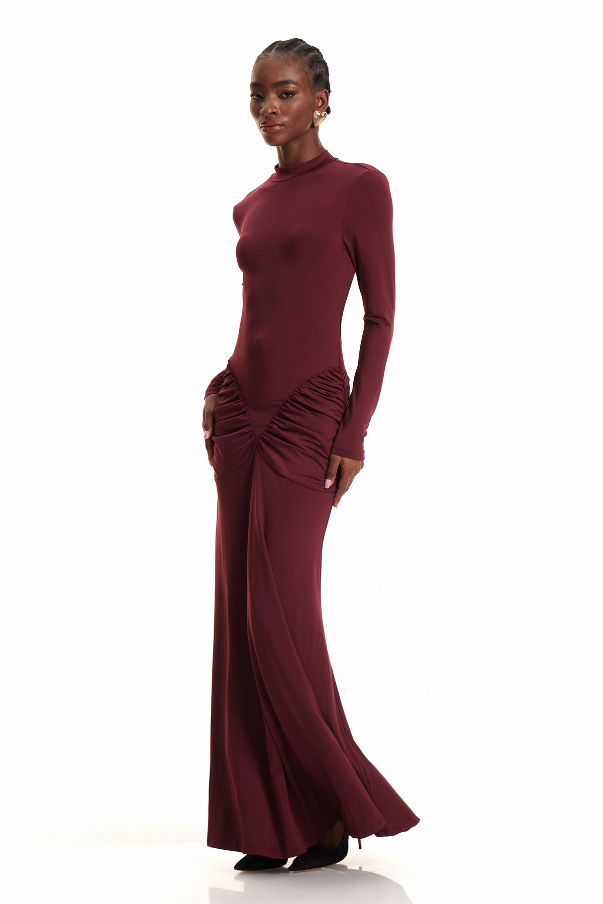 Engilram Draped Waist Maxi Dress