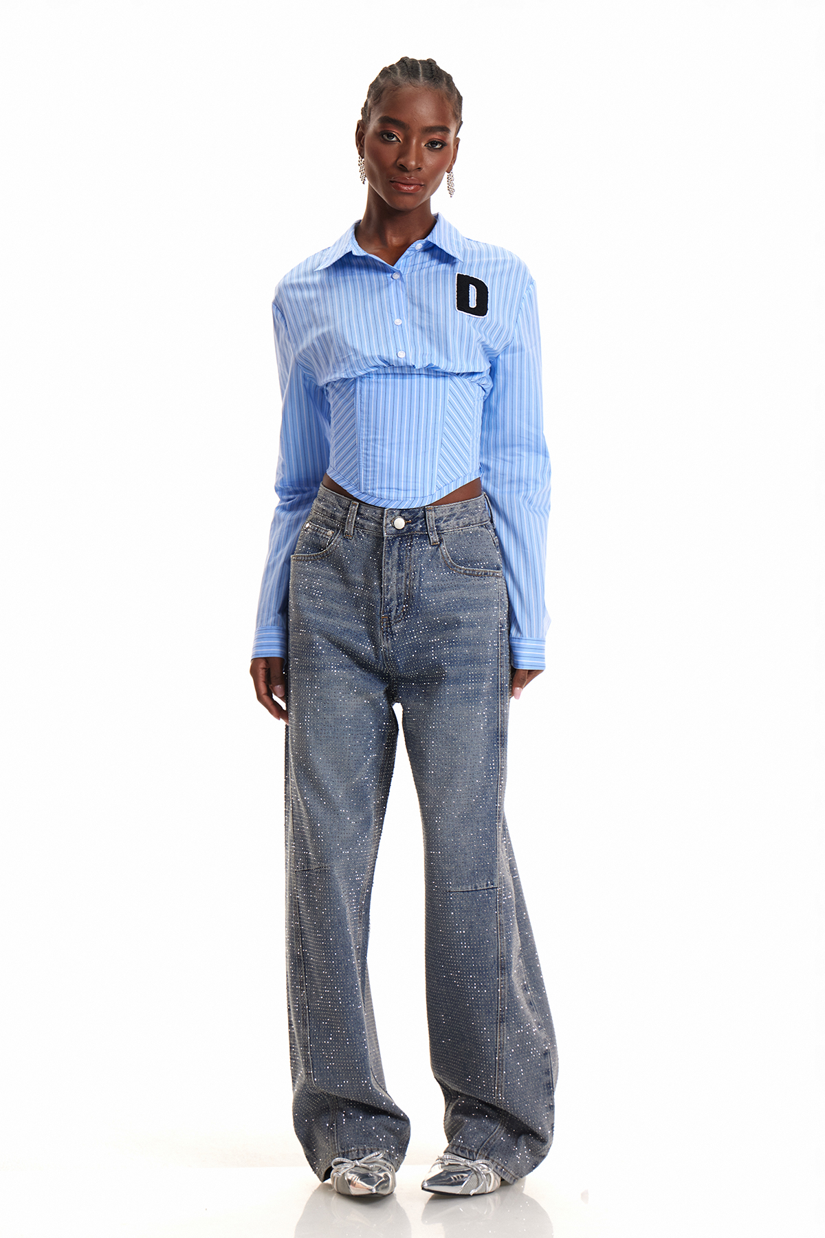 Eliam Rhinestone Jeans In Blue