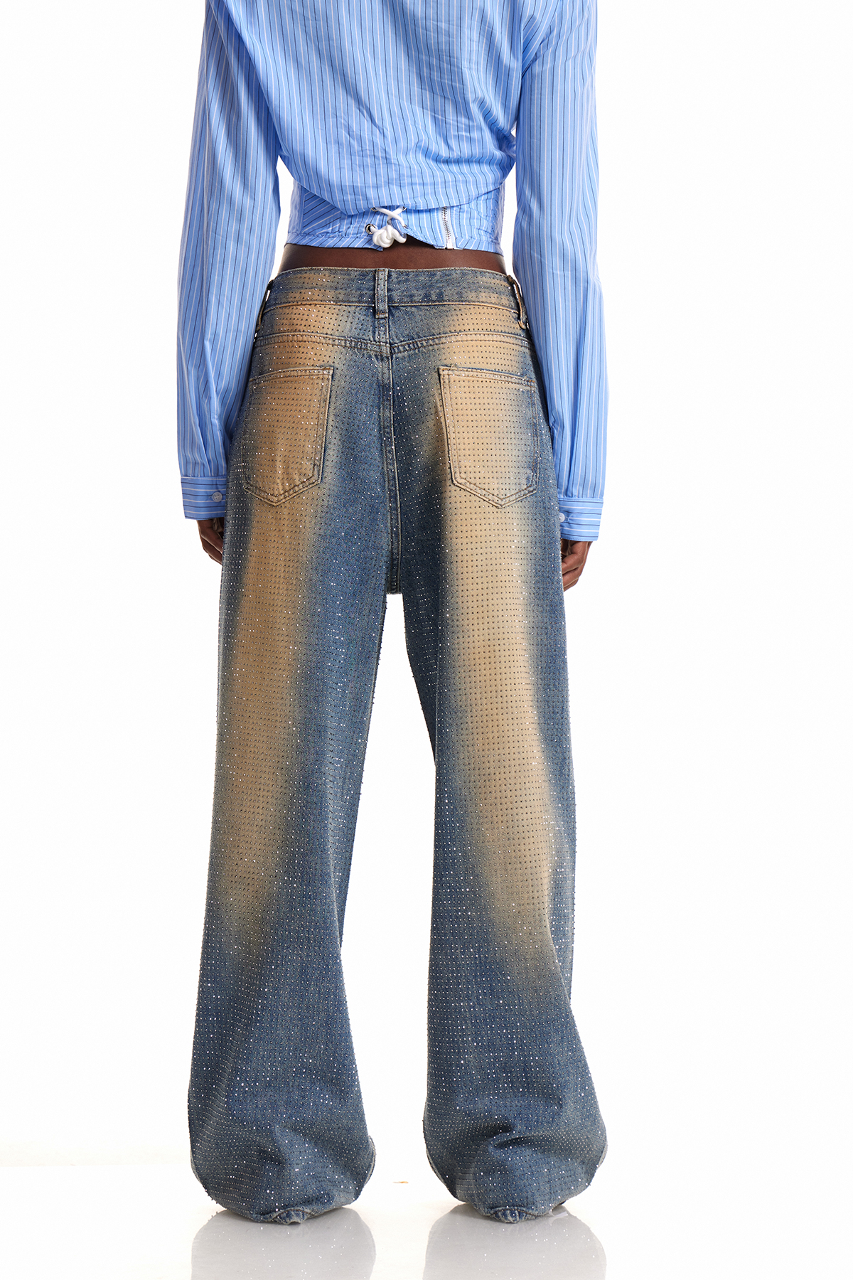 Engratia Rhinestone Wide Leg Jeans