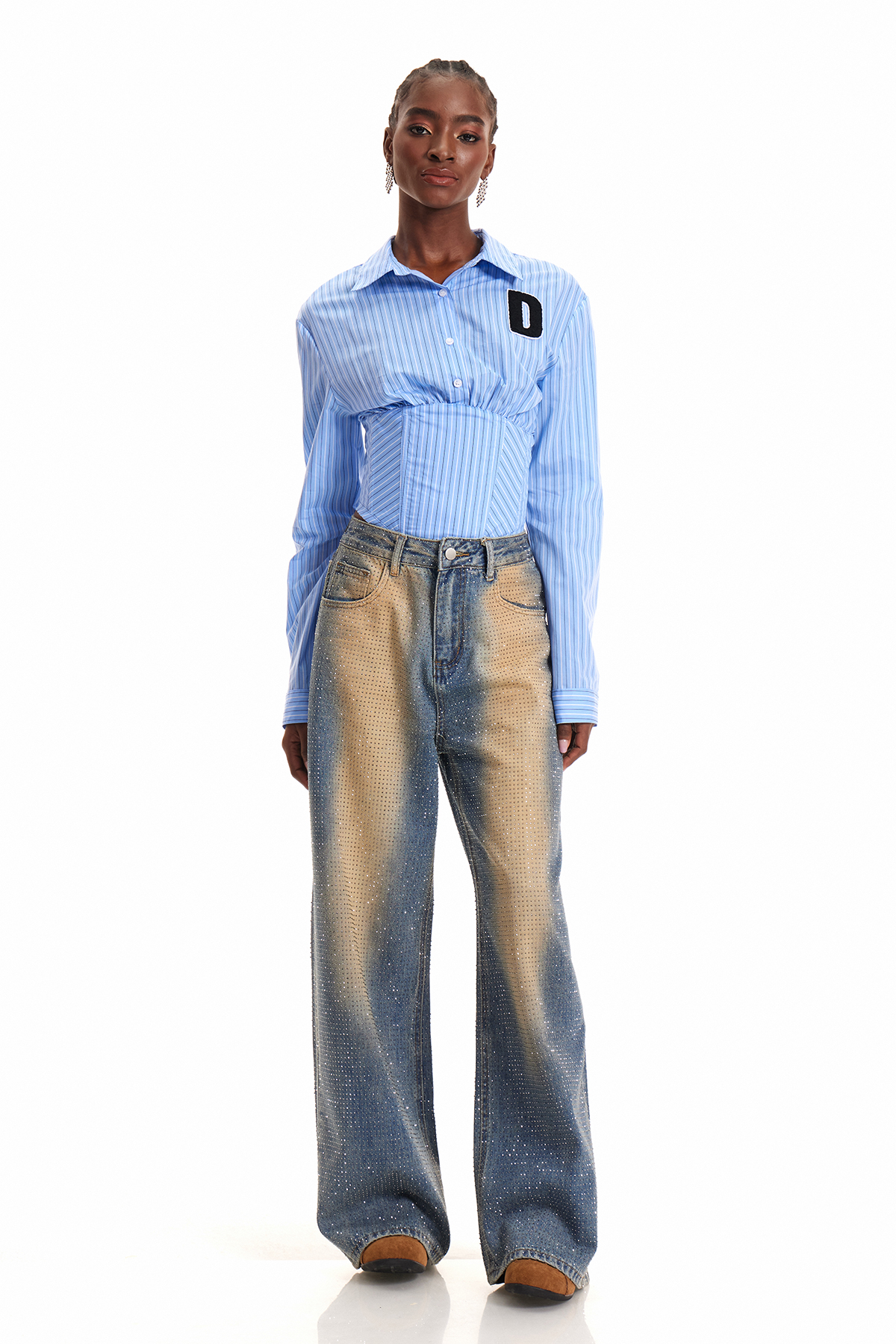 Engratia Rhinestone Wide Leg Jeans