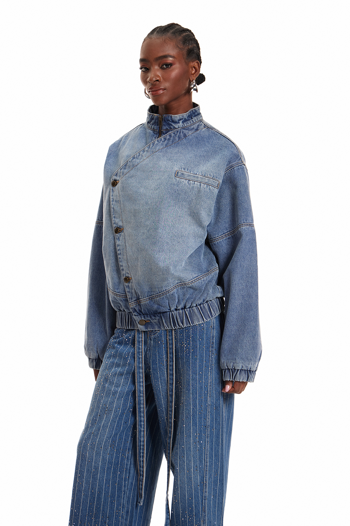 Enija Asymmetric  Denim Jacket