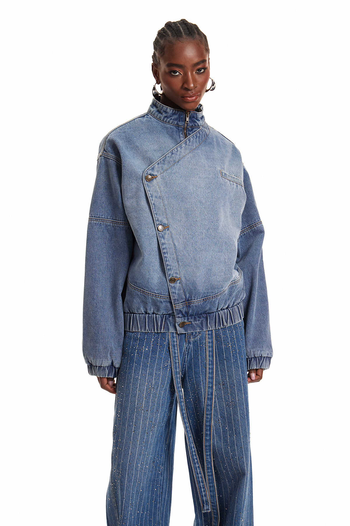 Enija Asymmetric  Denim Jacket