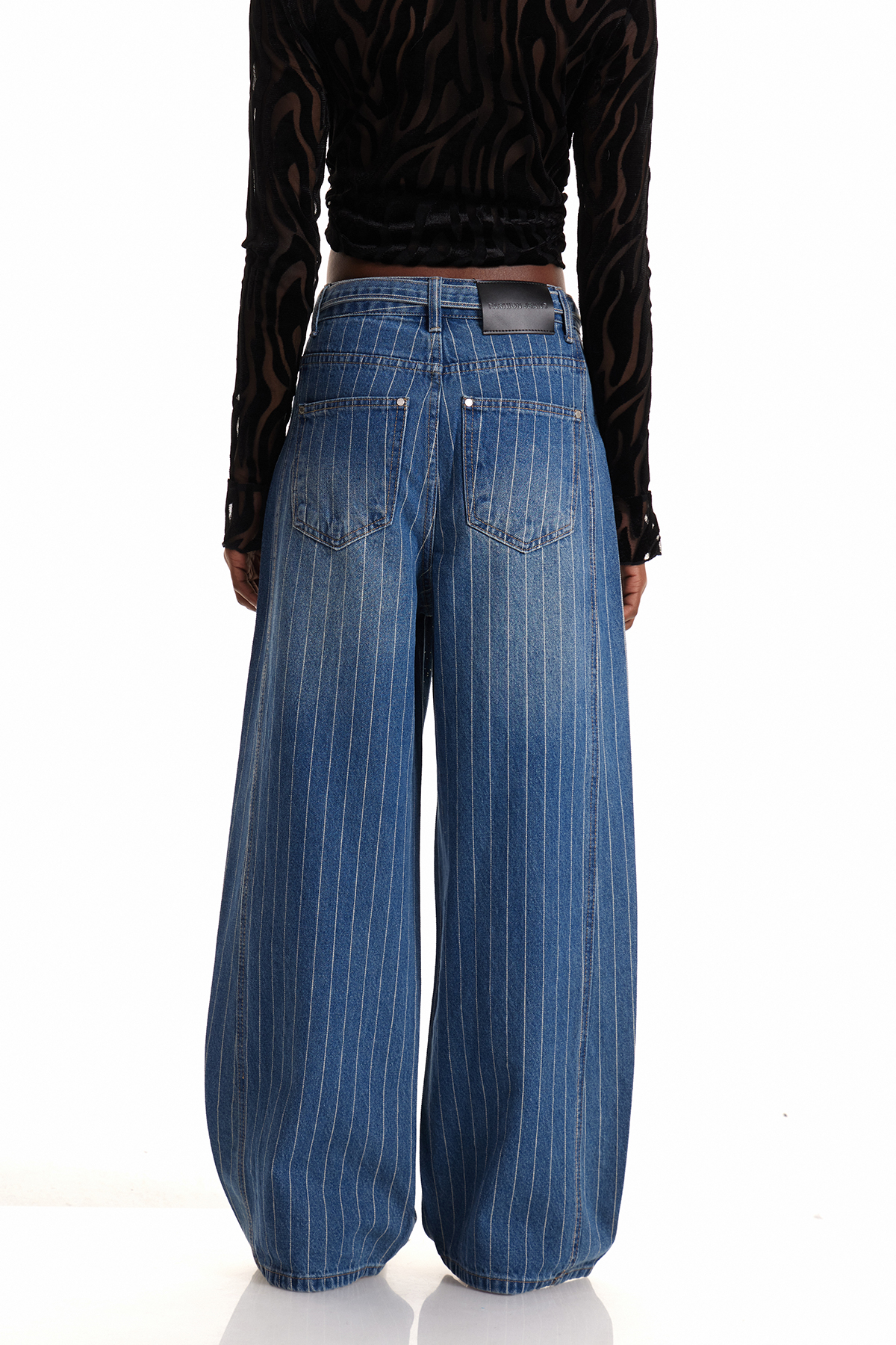 Eniola Stripe Rhinestone Wide Leg Jeans