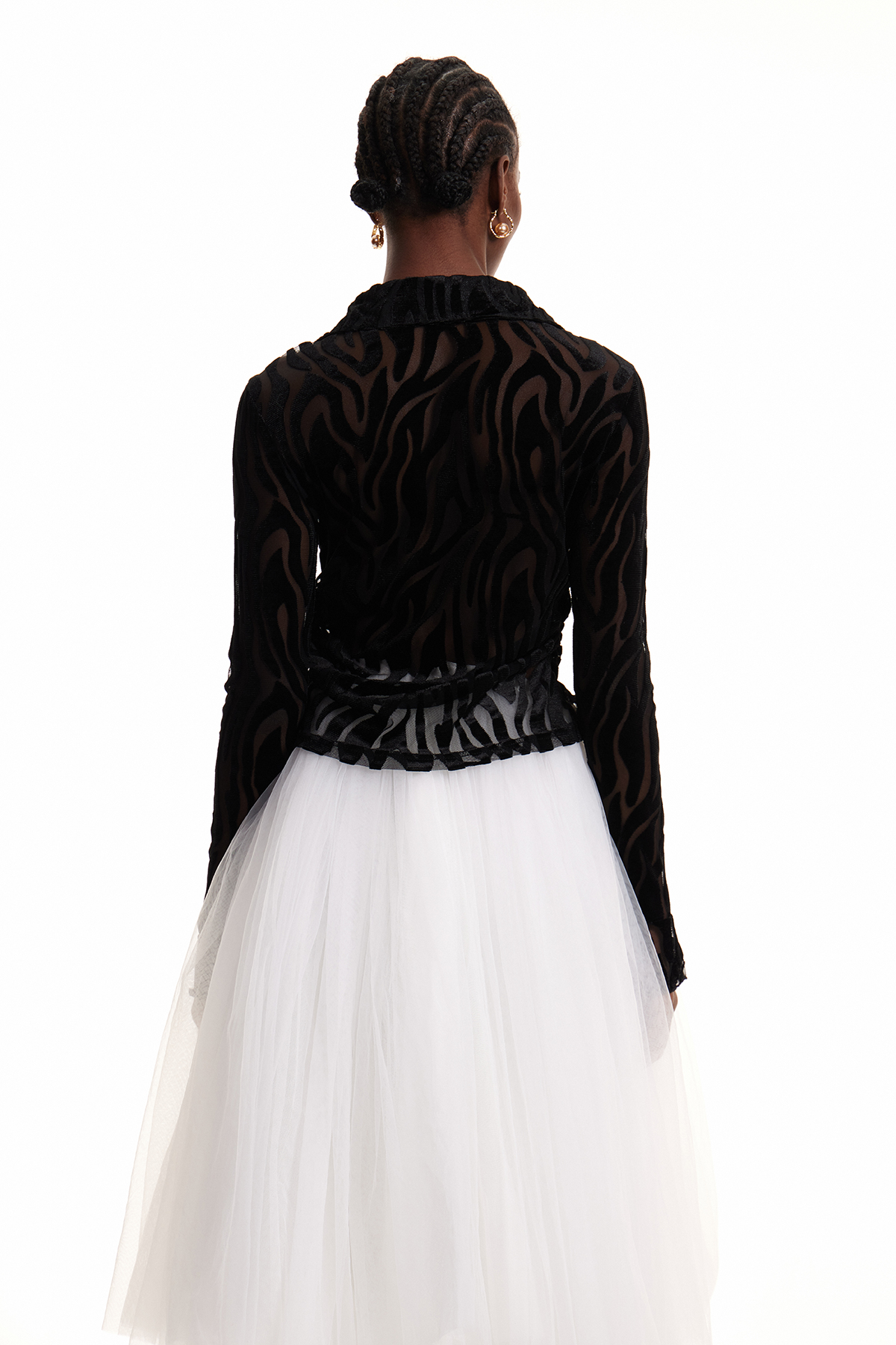 Enis Zebra Print Mesh Top