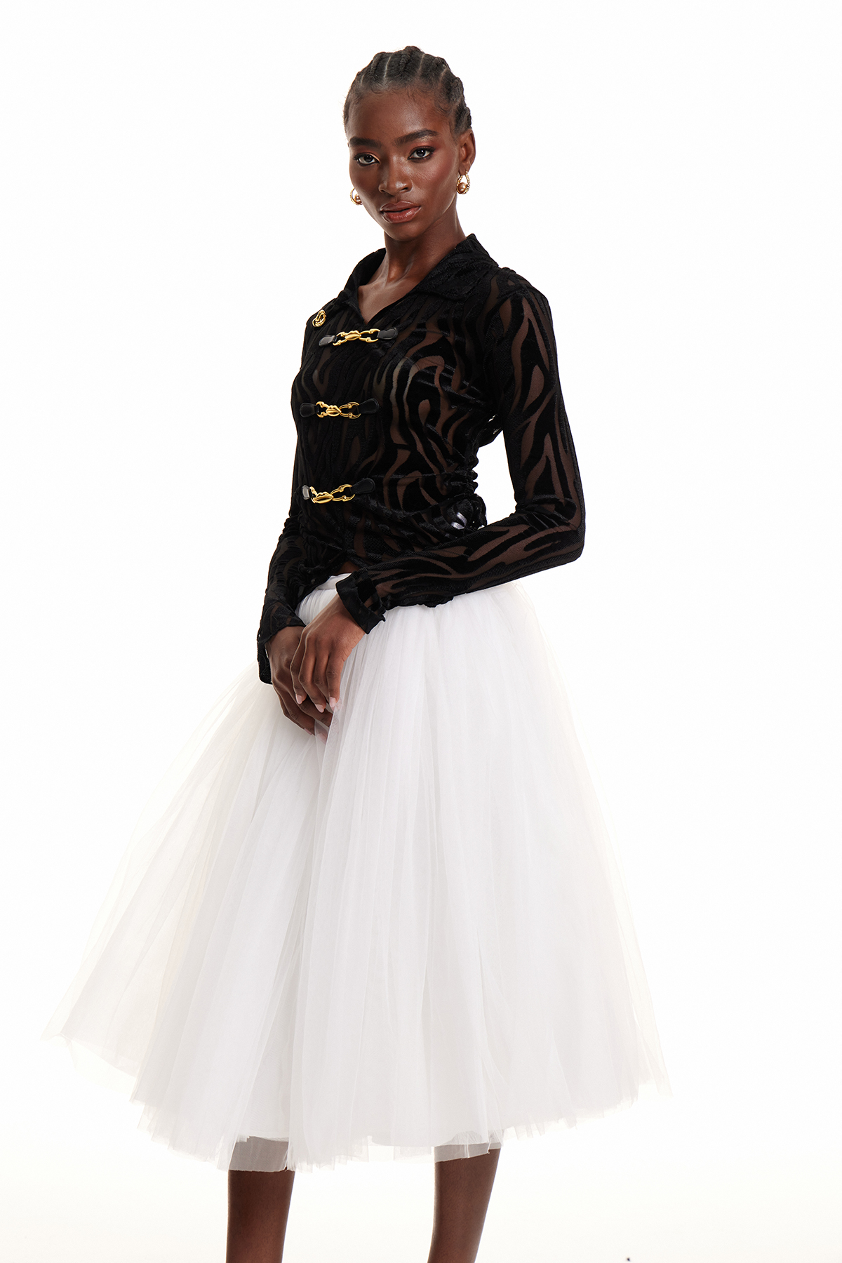 Enis Zebra Print Mesh Top