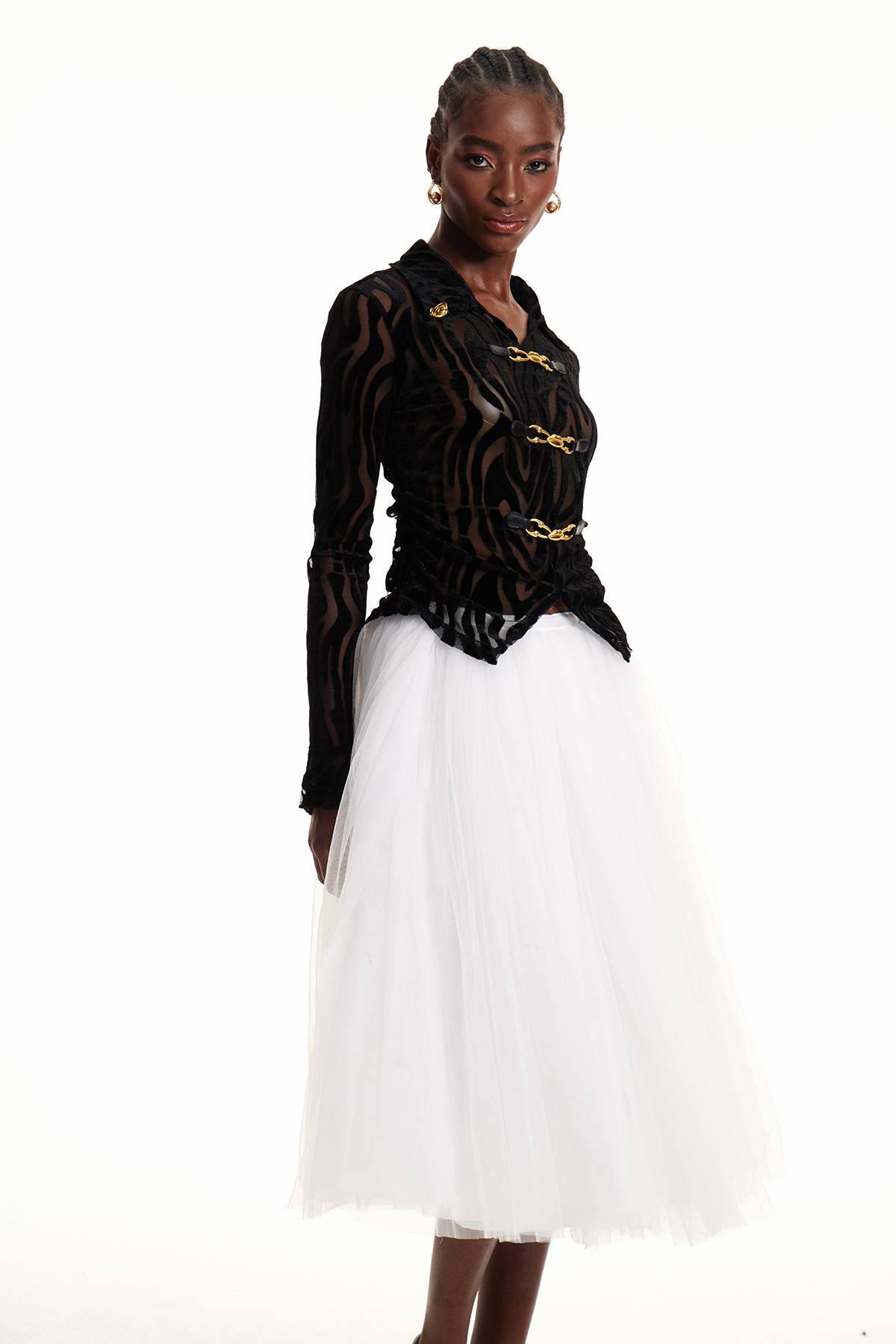 Enis Zebra Print Mesh Top