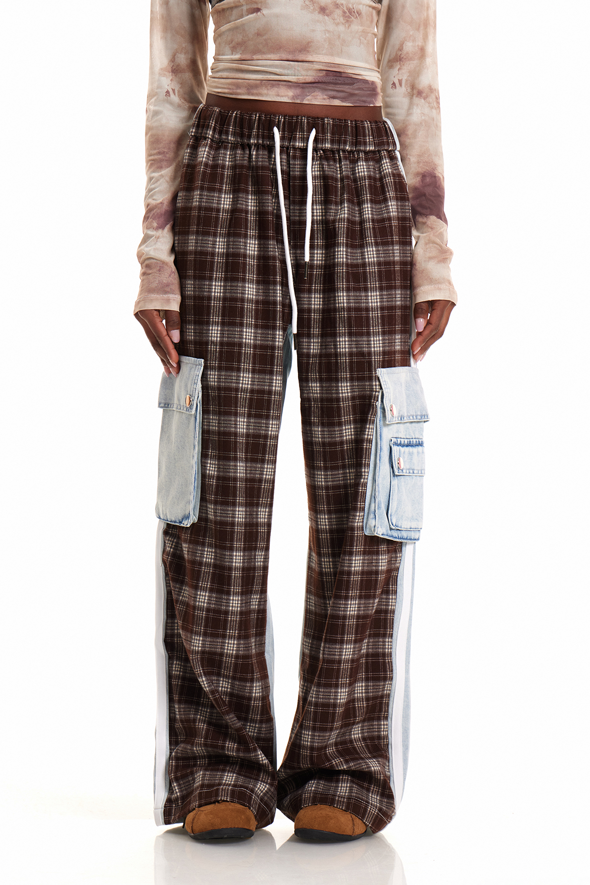 Enise Grid Cargo Jeans