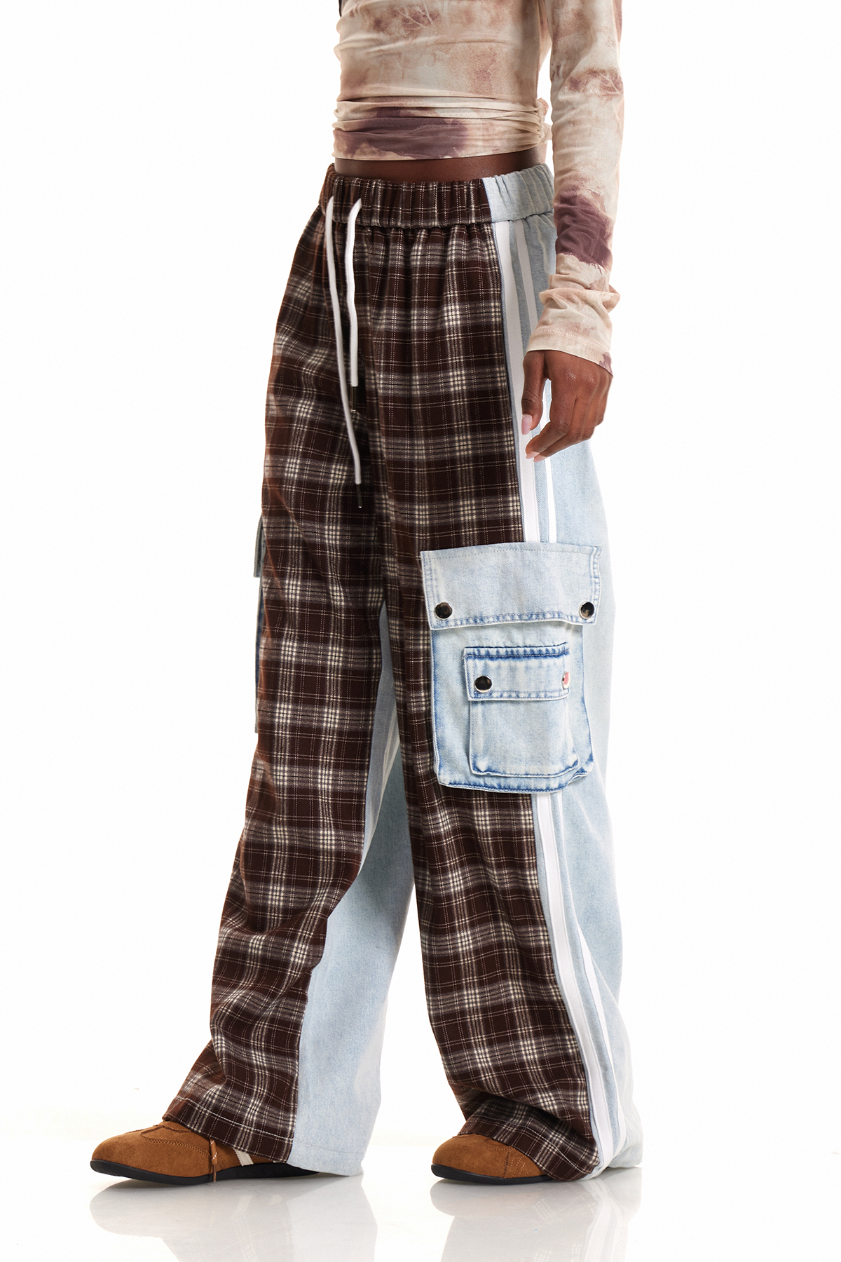 Enise Grid Cargo Jeans