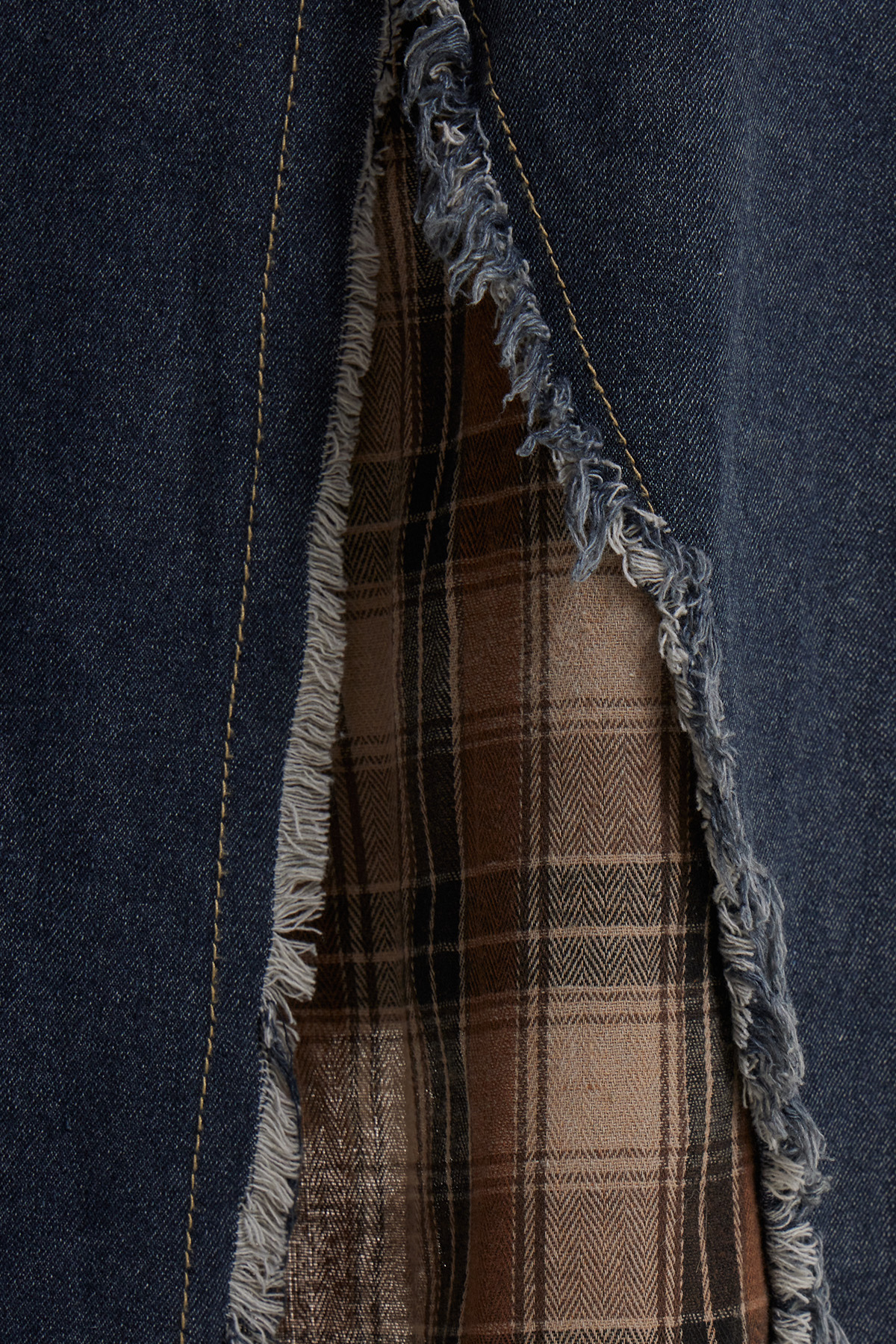 Enitan Asymmetric Fringe Grid Maxi Skirt