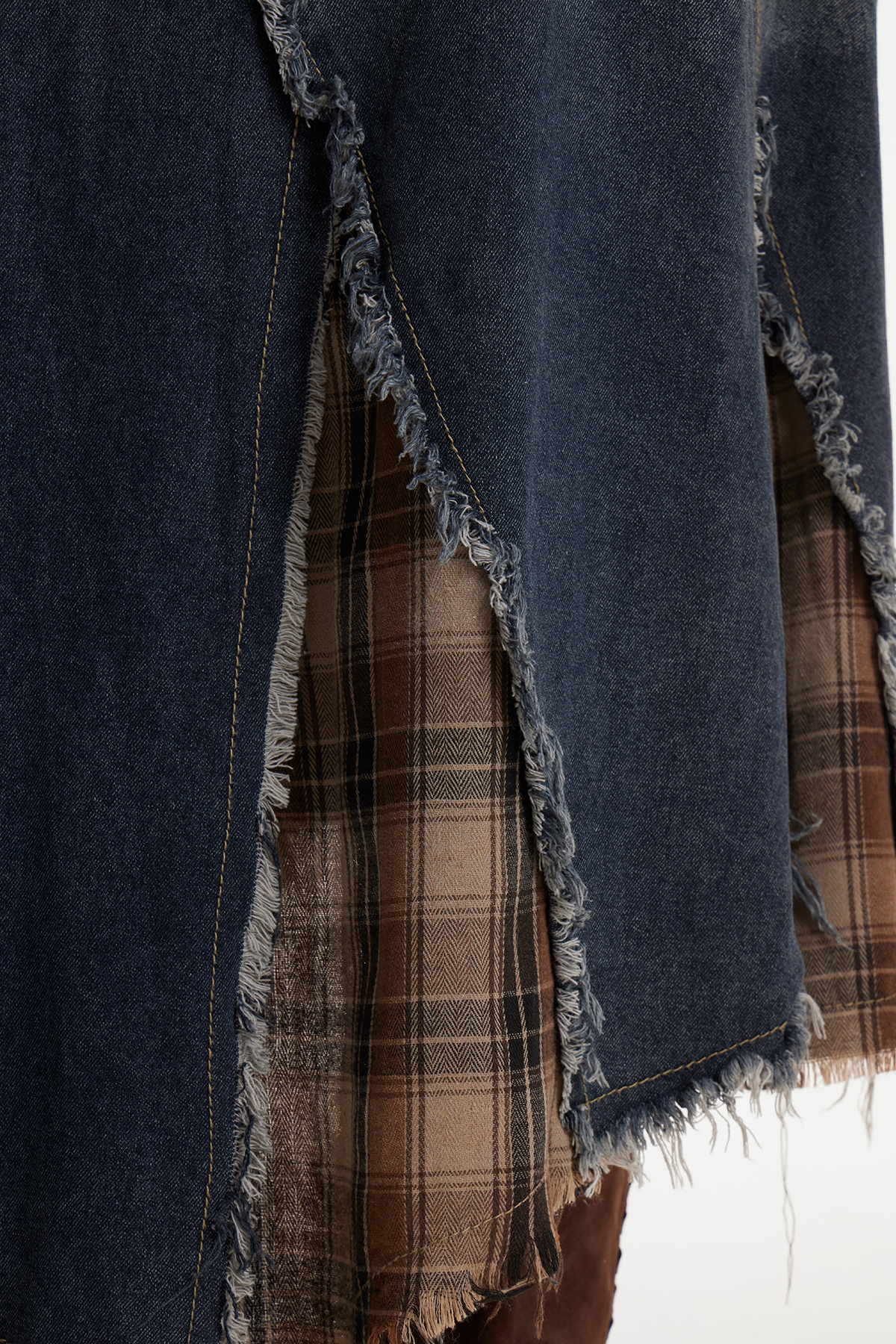 Enitan Asymmetric Fringe Grid Maxi Skirt