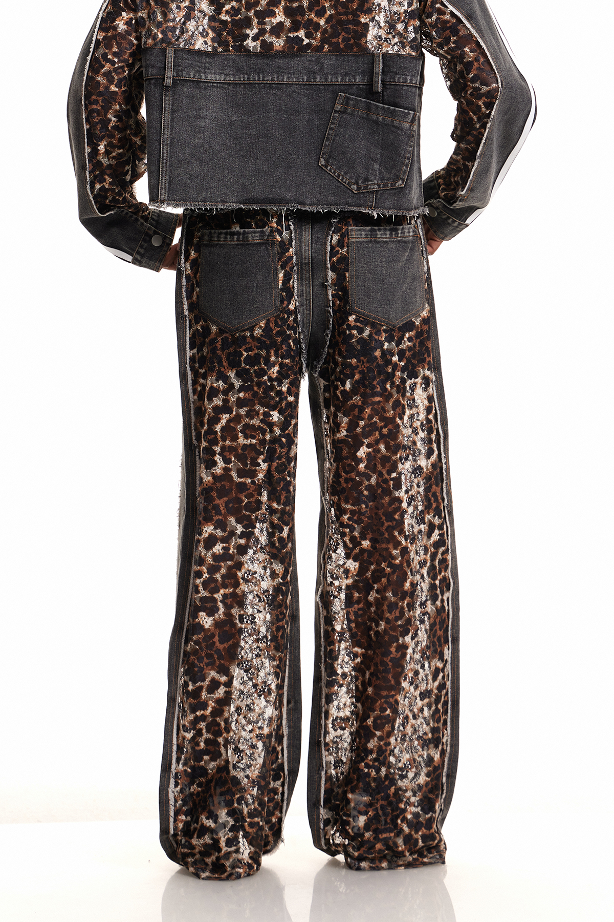 Enki Leopard Lace Deconstruct Jeans