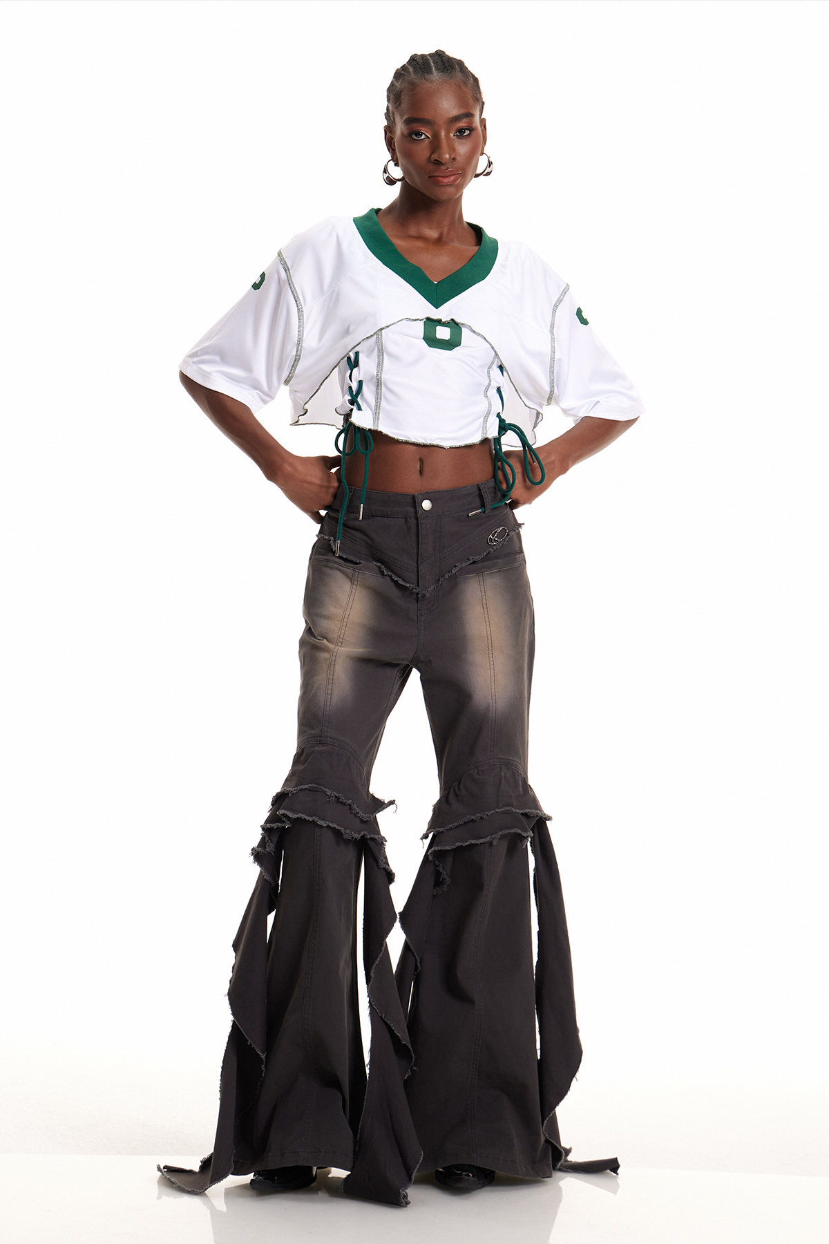 Enkidu Lace Up Deconstruct Crop Top