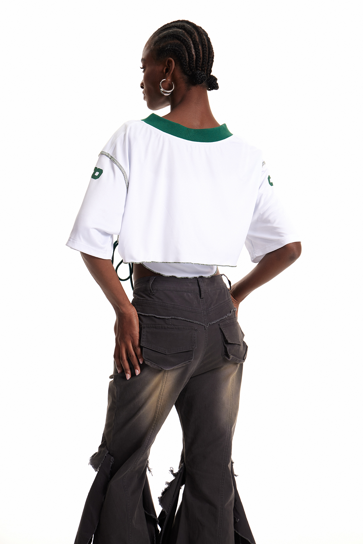 Enkidu Lace Up Deconstruct Crop Top