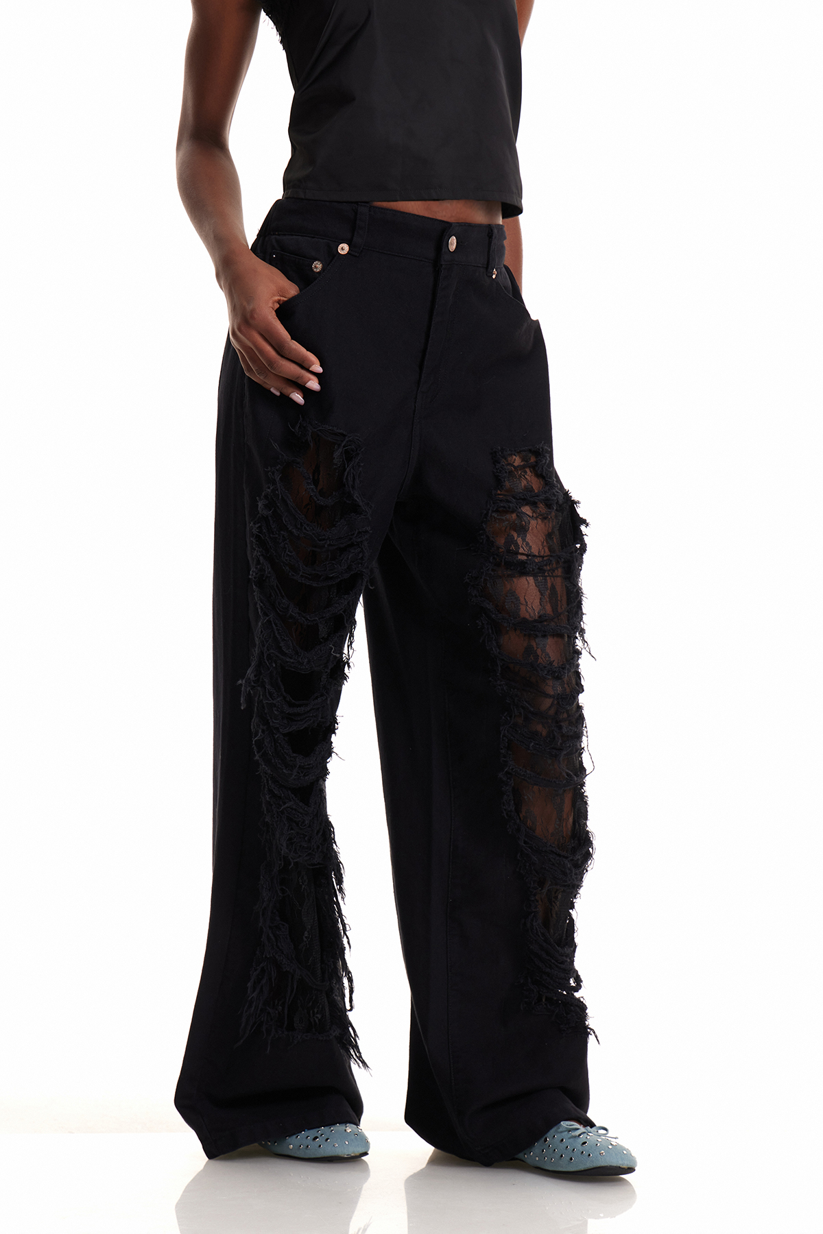 Enlil Ripped Lace Jeans