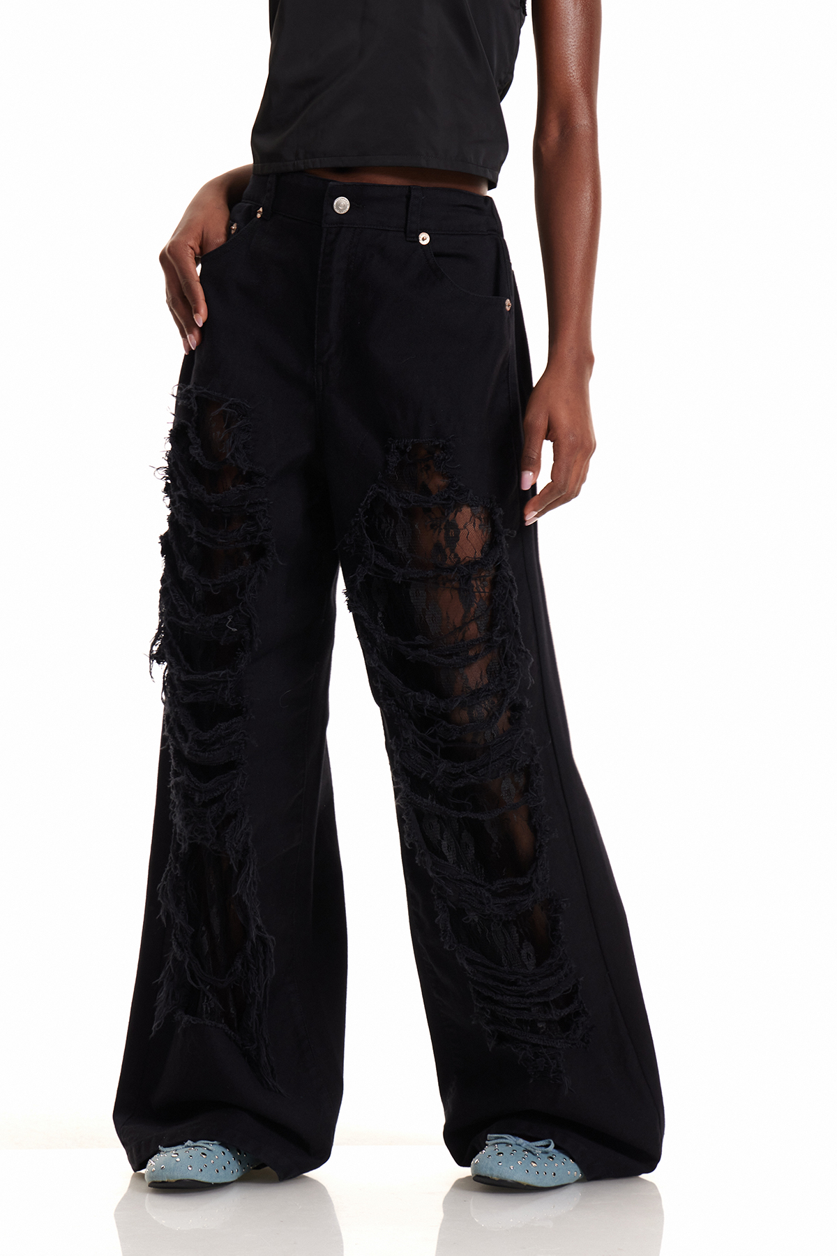 Enlil Ripped Lace Jeans