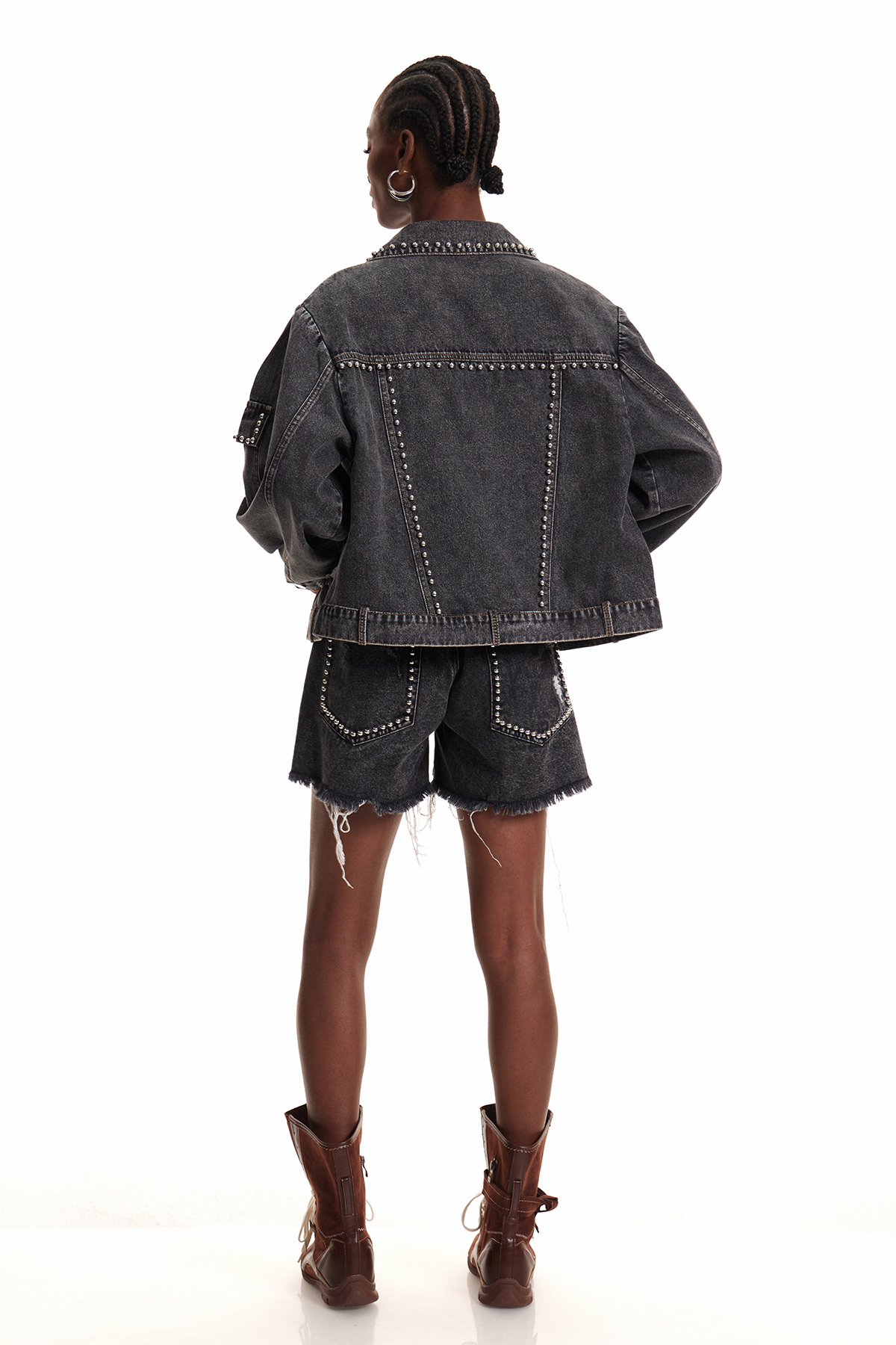 Enni Studded Zebra Print Shorts