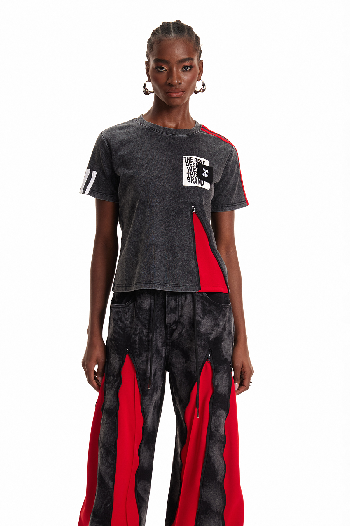 Enniaun Deconstruct Zipper T Shirt