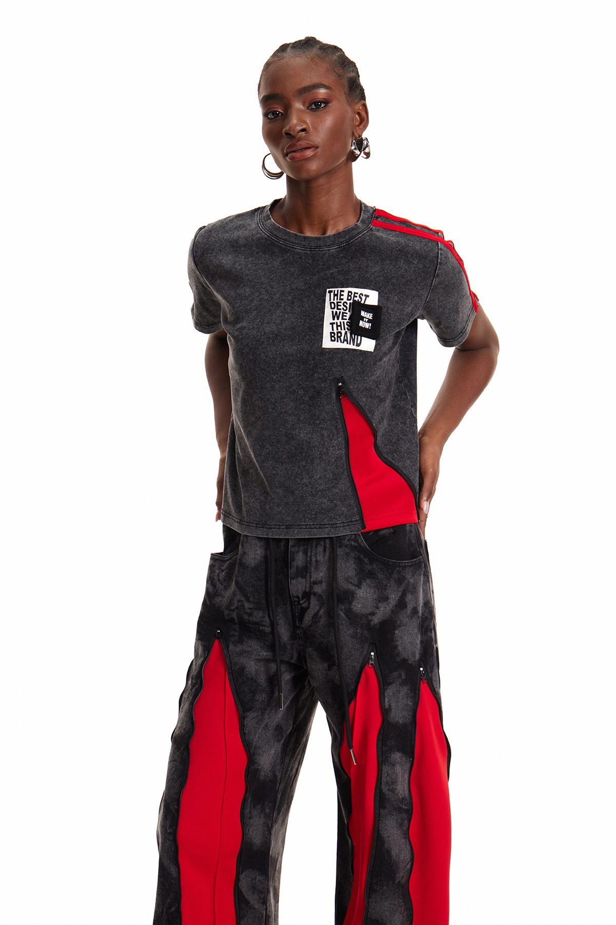 Enniaun Deconstruct Zipper T Shirt