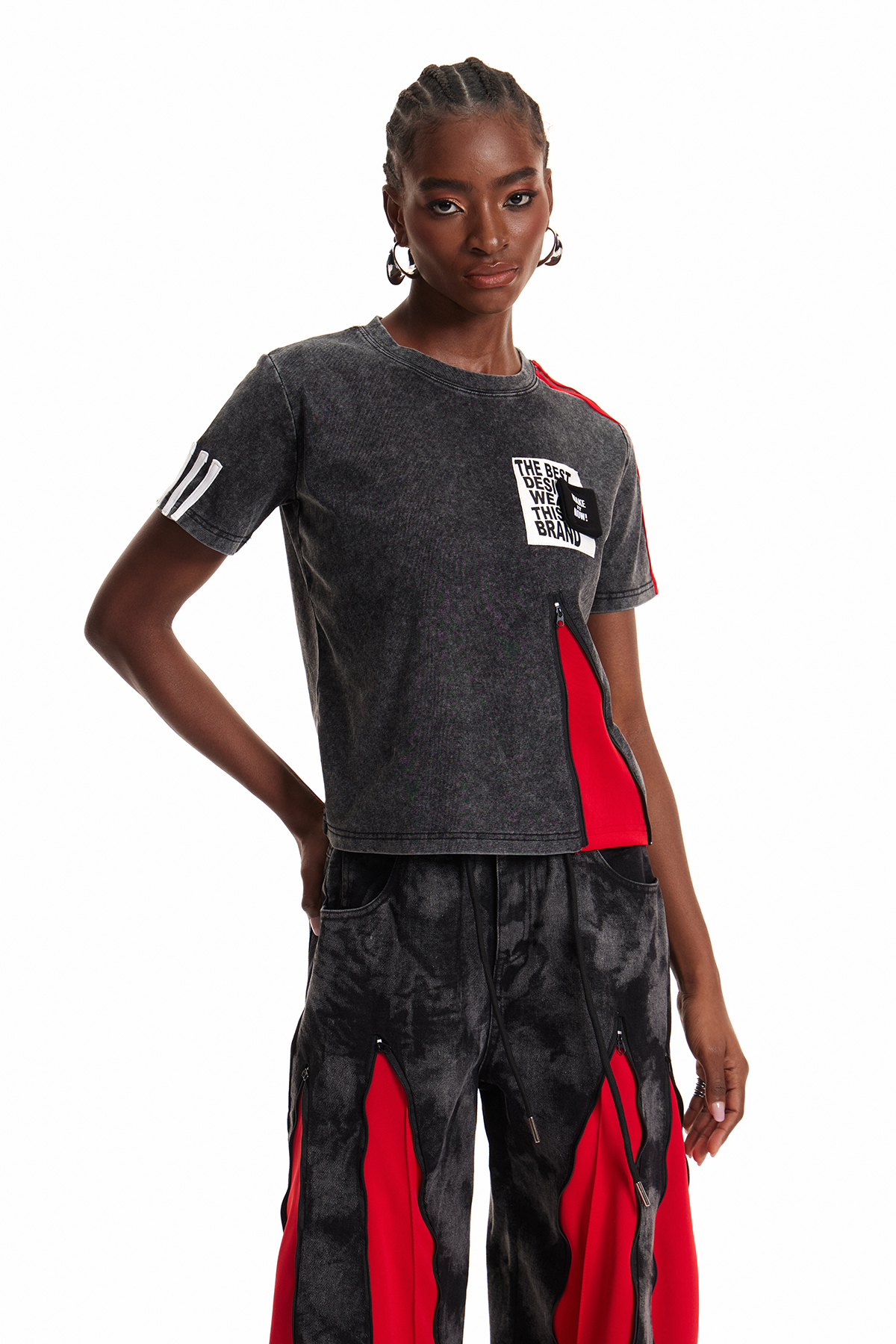 Enniaun Deconstruct Zipper T Shirt