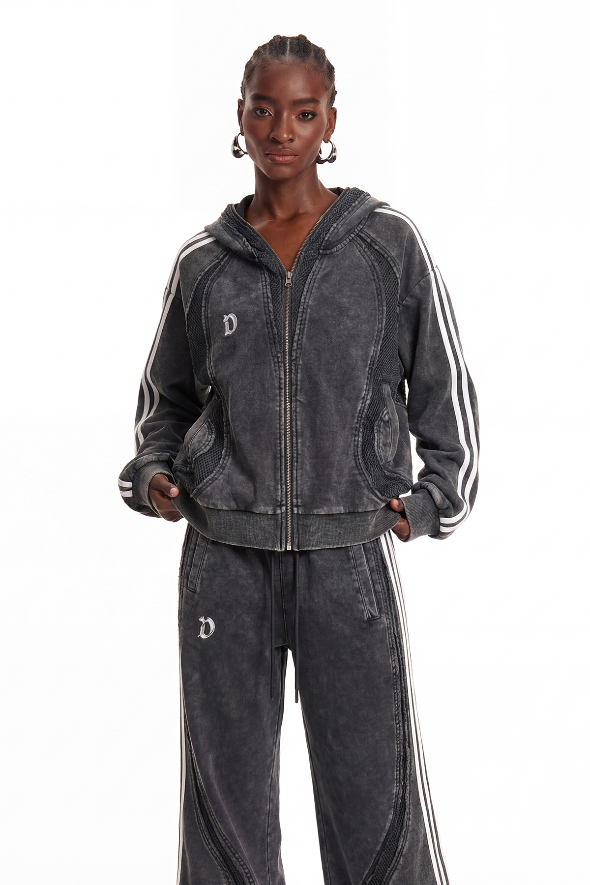 Ennio Stripe Eyelet Jacket In Black