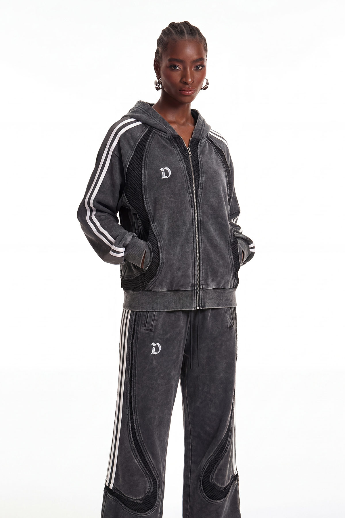 Ennio Stripe Eyelet Jacket In Black