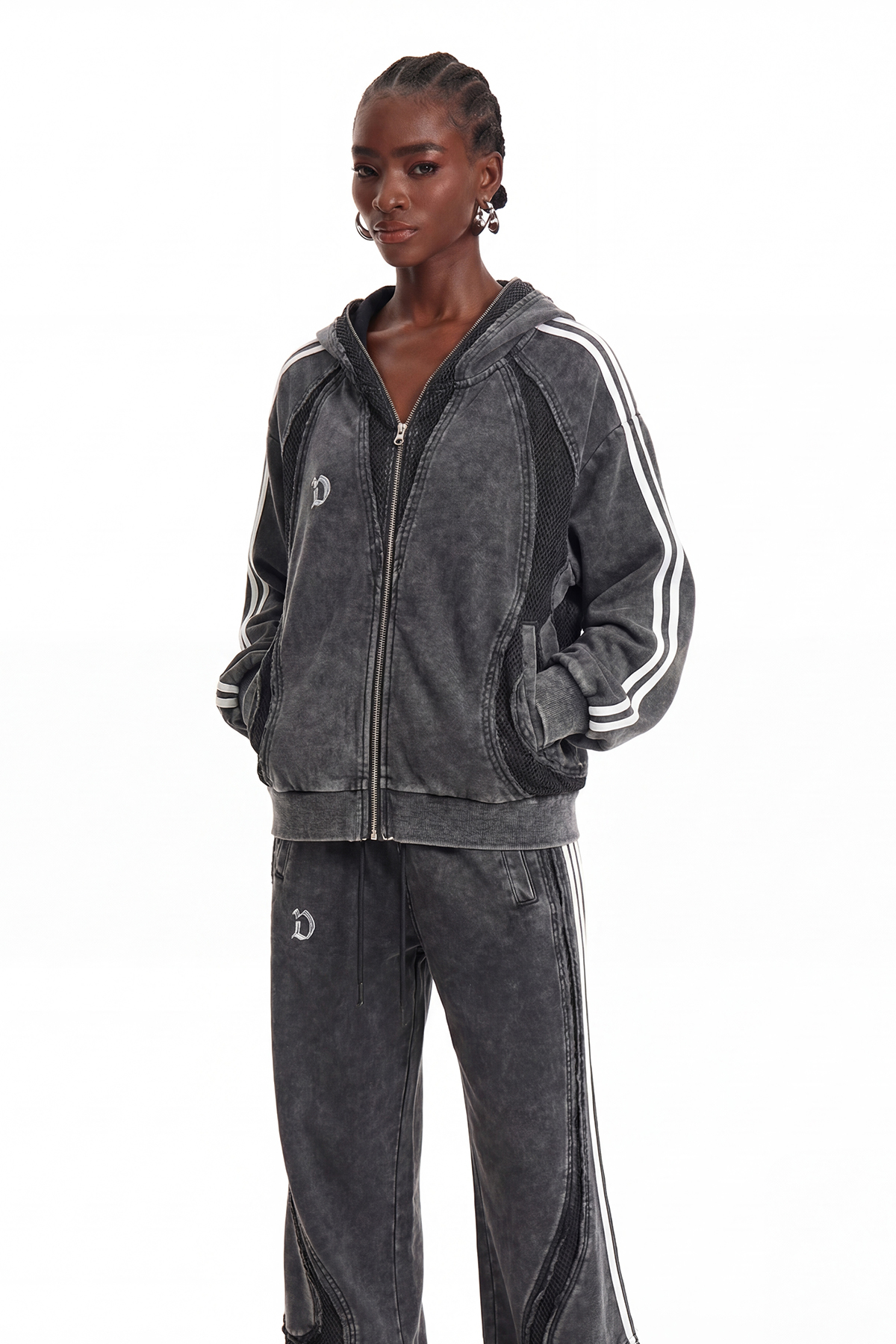 Ennio Stripe Eyelet Jacket In Black