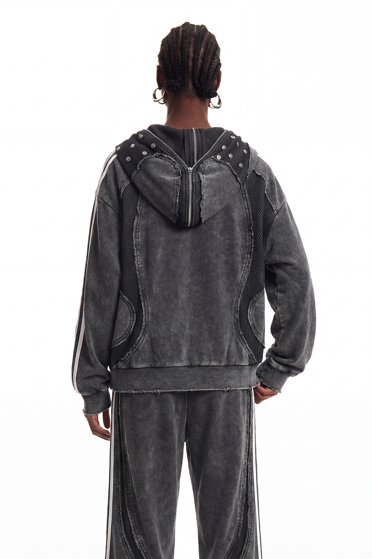 Ennio Stripe Eyelet Jacket In Black