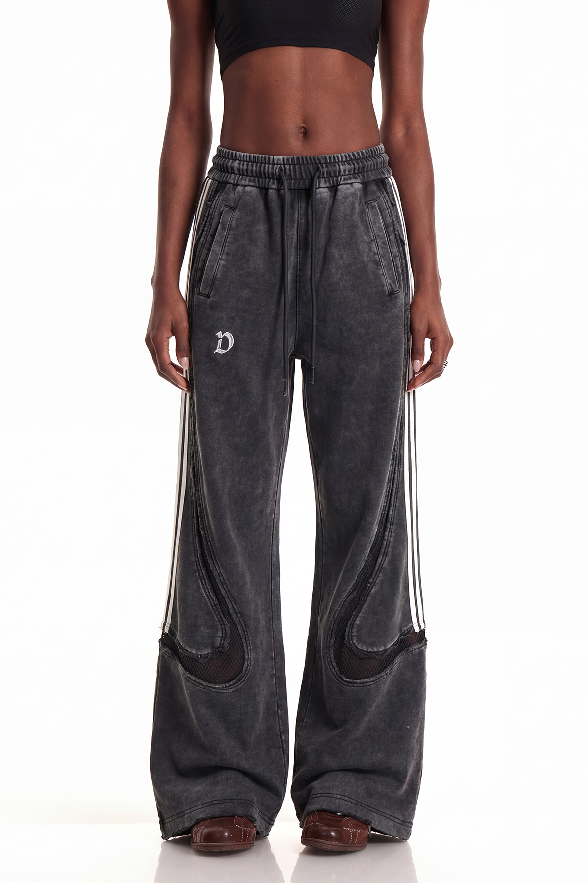 Ennio Stripe Mesh Pants In Black