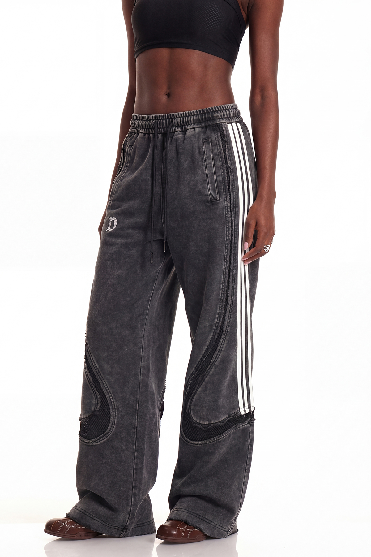 Ennio Stripe Mesh Pants In Black