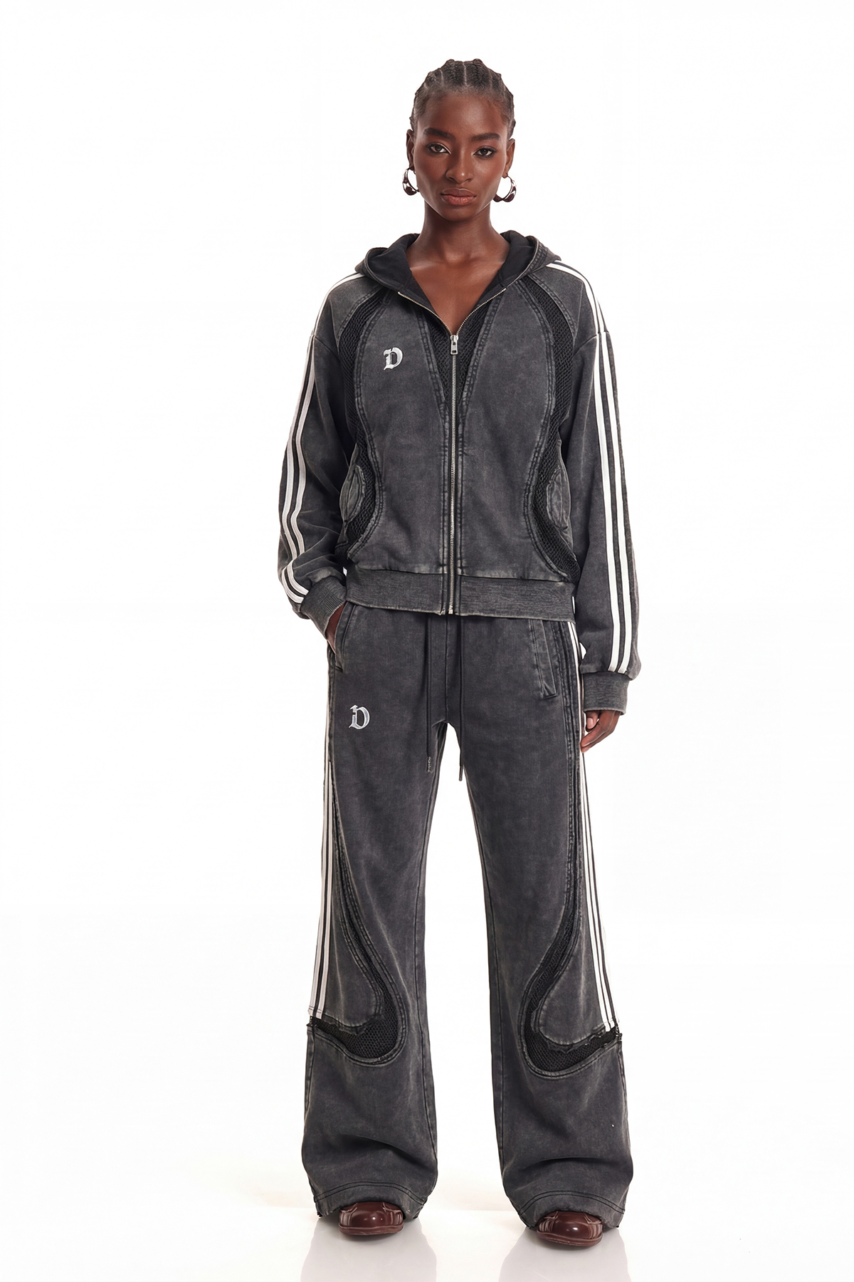 Ennio Stripe Mesh Pants In Black