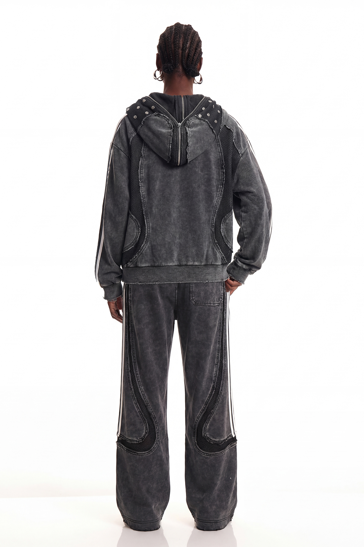 Ennio Stripe Mesh Pants In Black