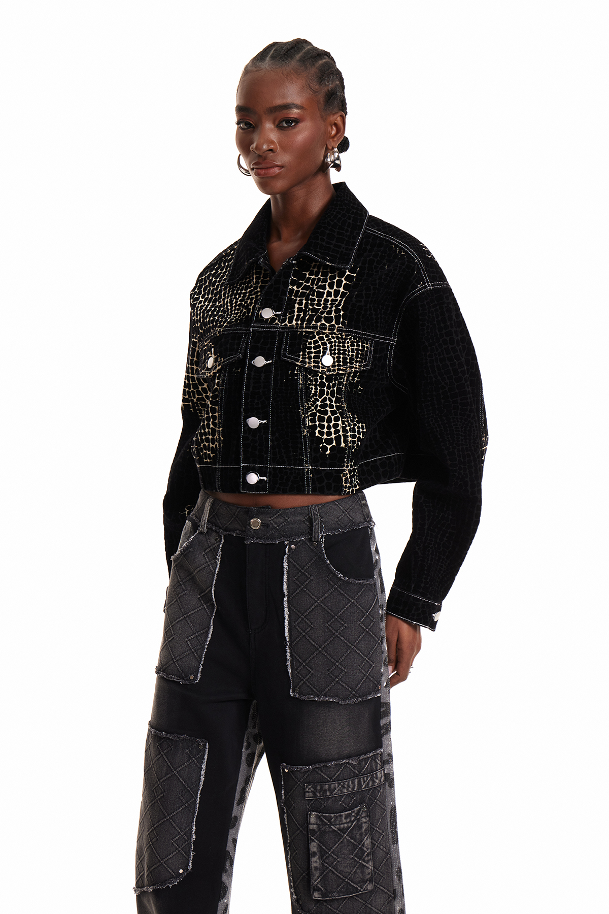 Ennis Leopard Deconstruct Denim Jacket