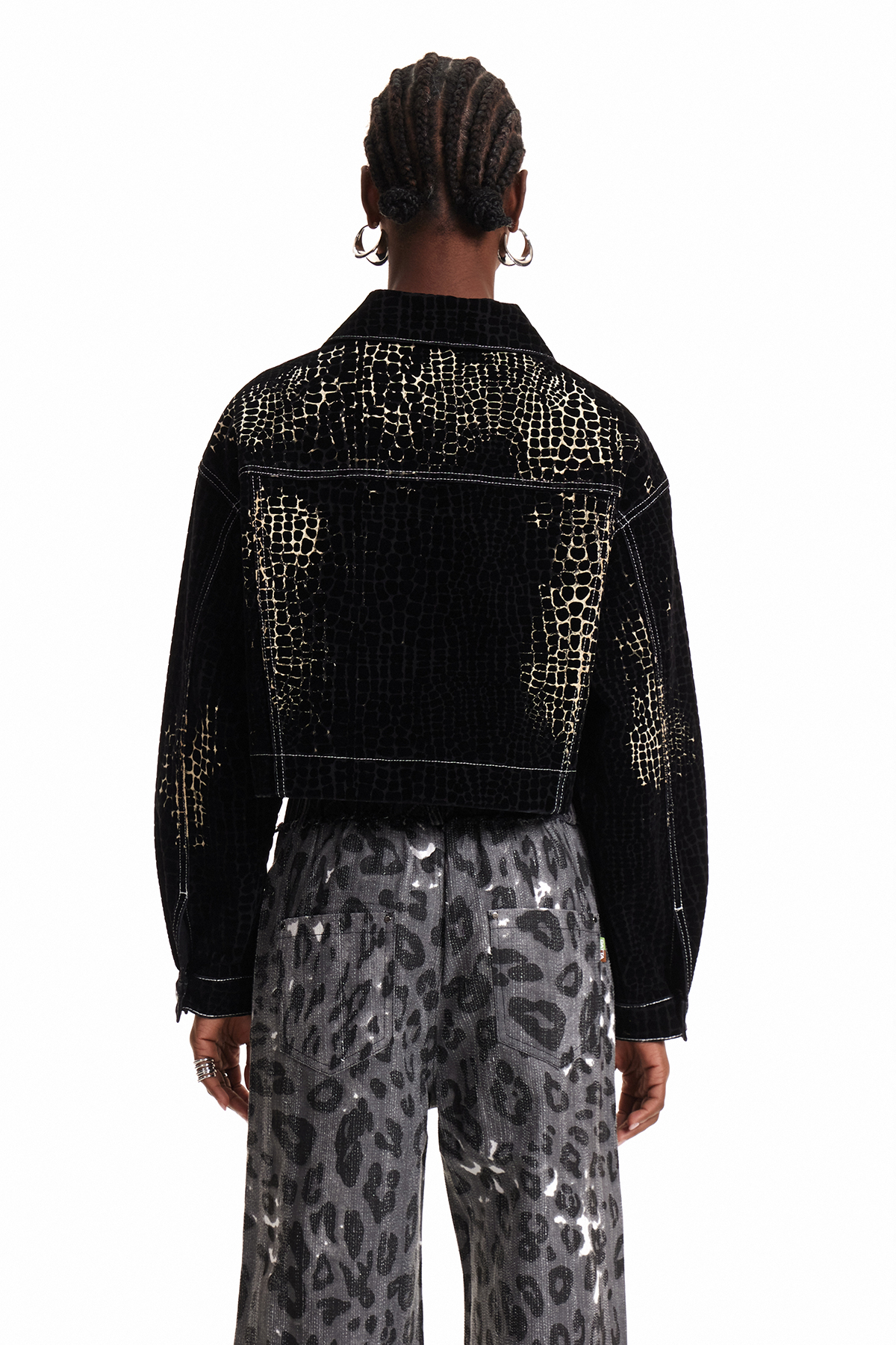 Ennis Leopard Deconstruct Denim Jacket