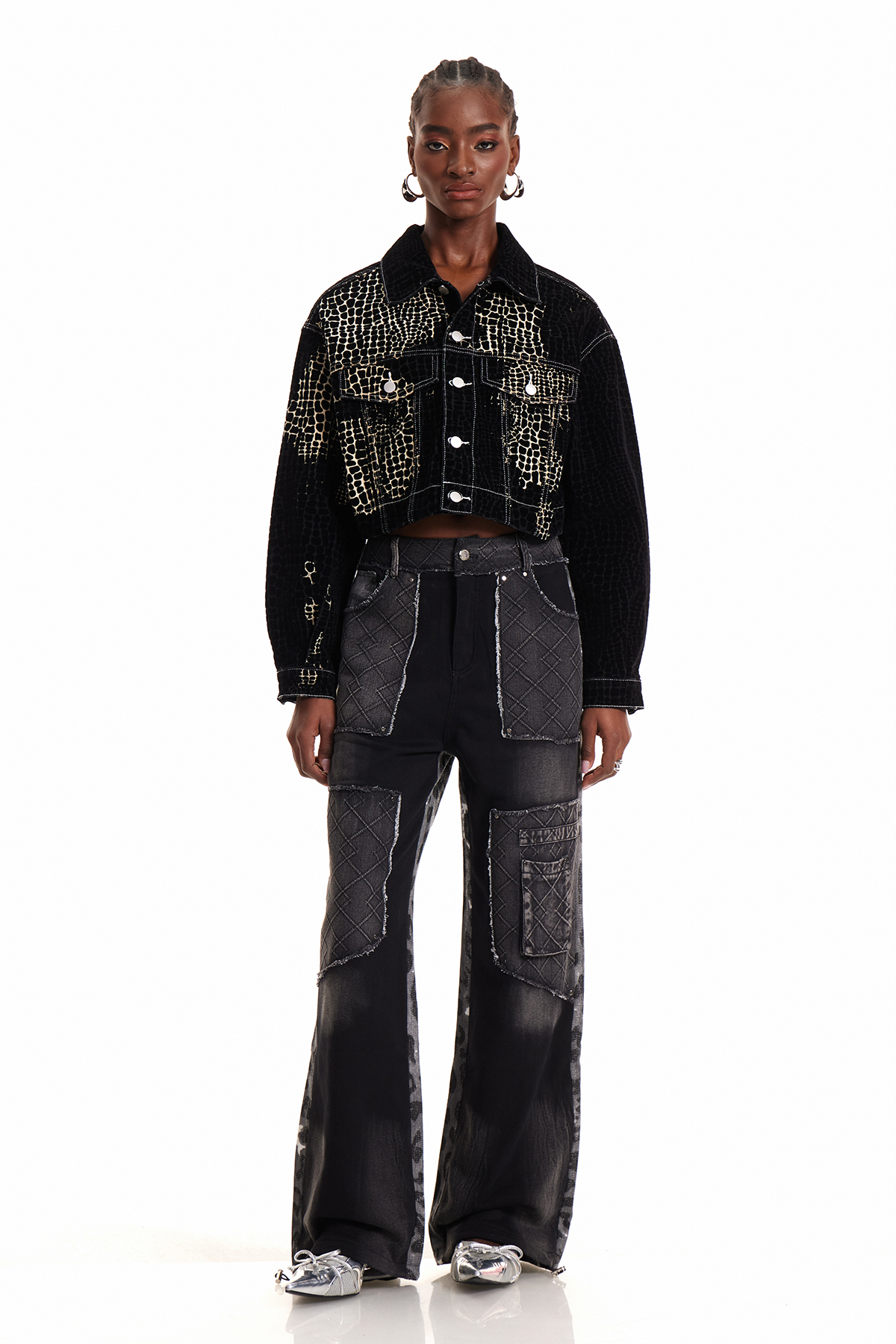 Ennis Leopard Deconstruct Denim Jacket