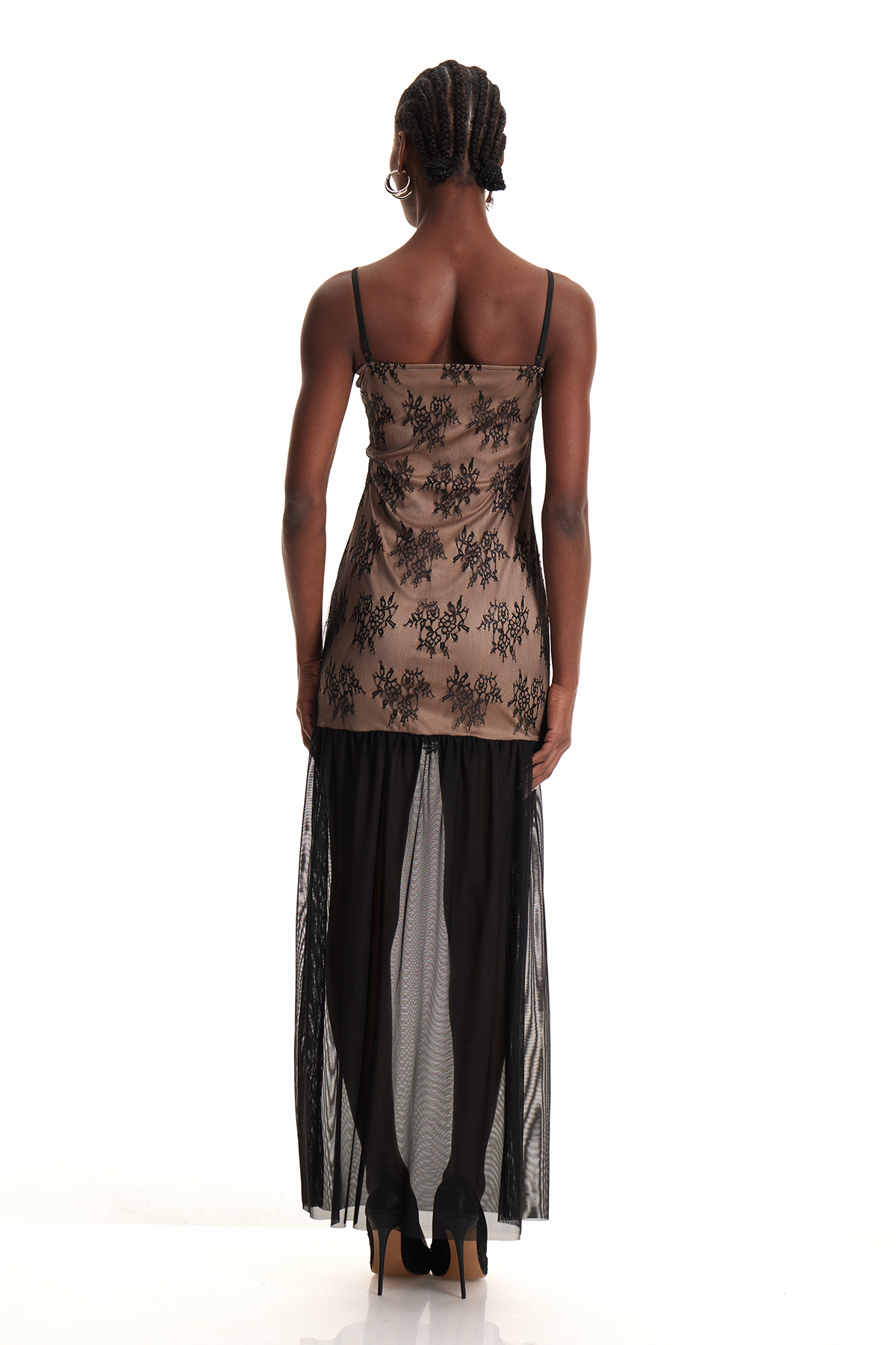 Enobarbus Lace Mesh Maxi Dress