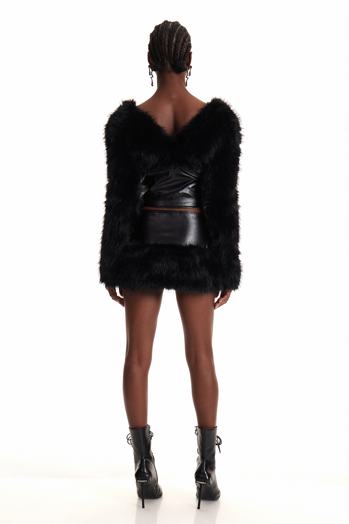 Enoch Faux Fur Leather Skirt Set